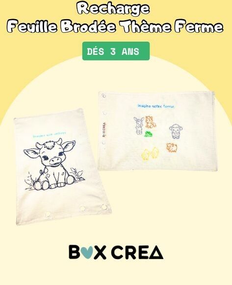 Recharge Feuille de Coloriage Ferme Brodée – Lavable et créative pour enfants