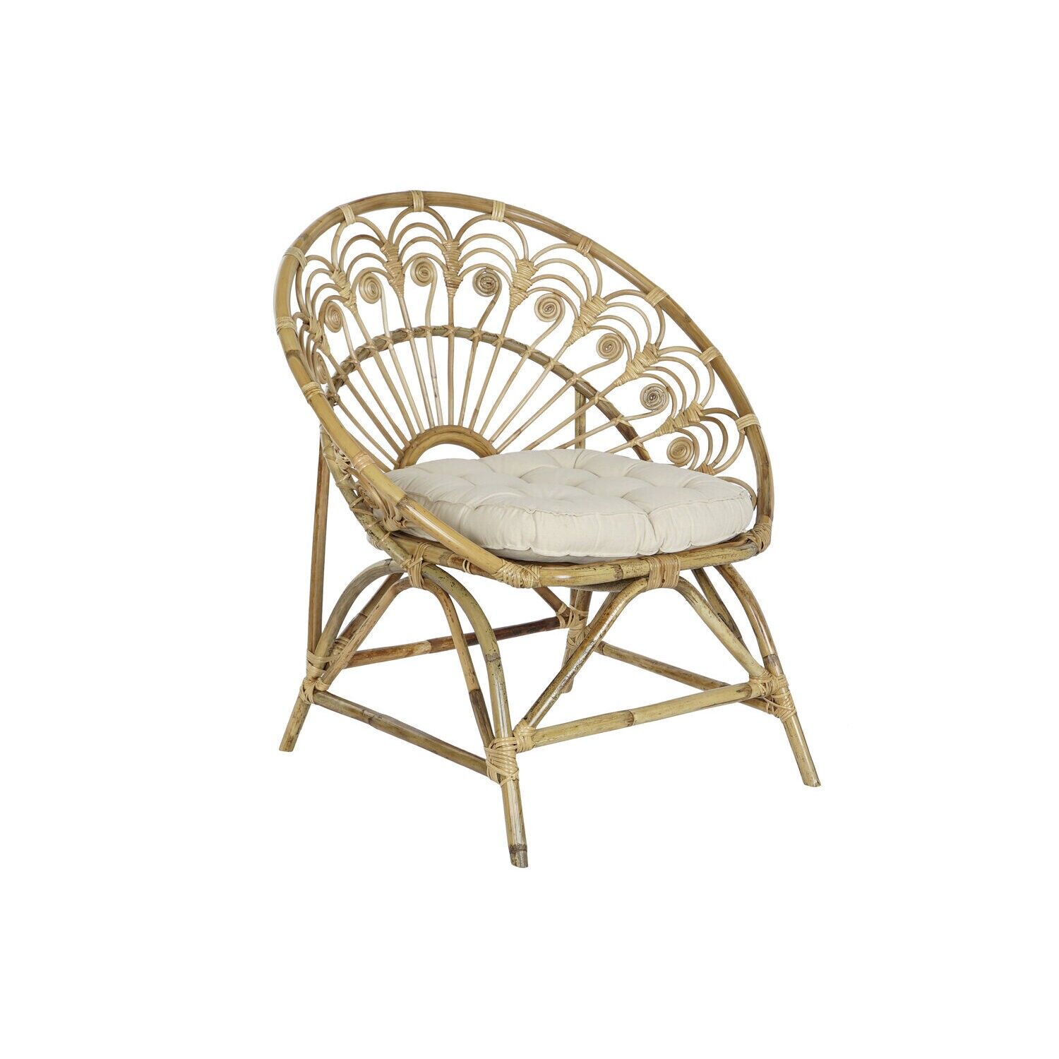 Sillon ratan algodon 84x70x90 con cojin natural MB207722
