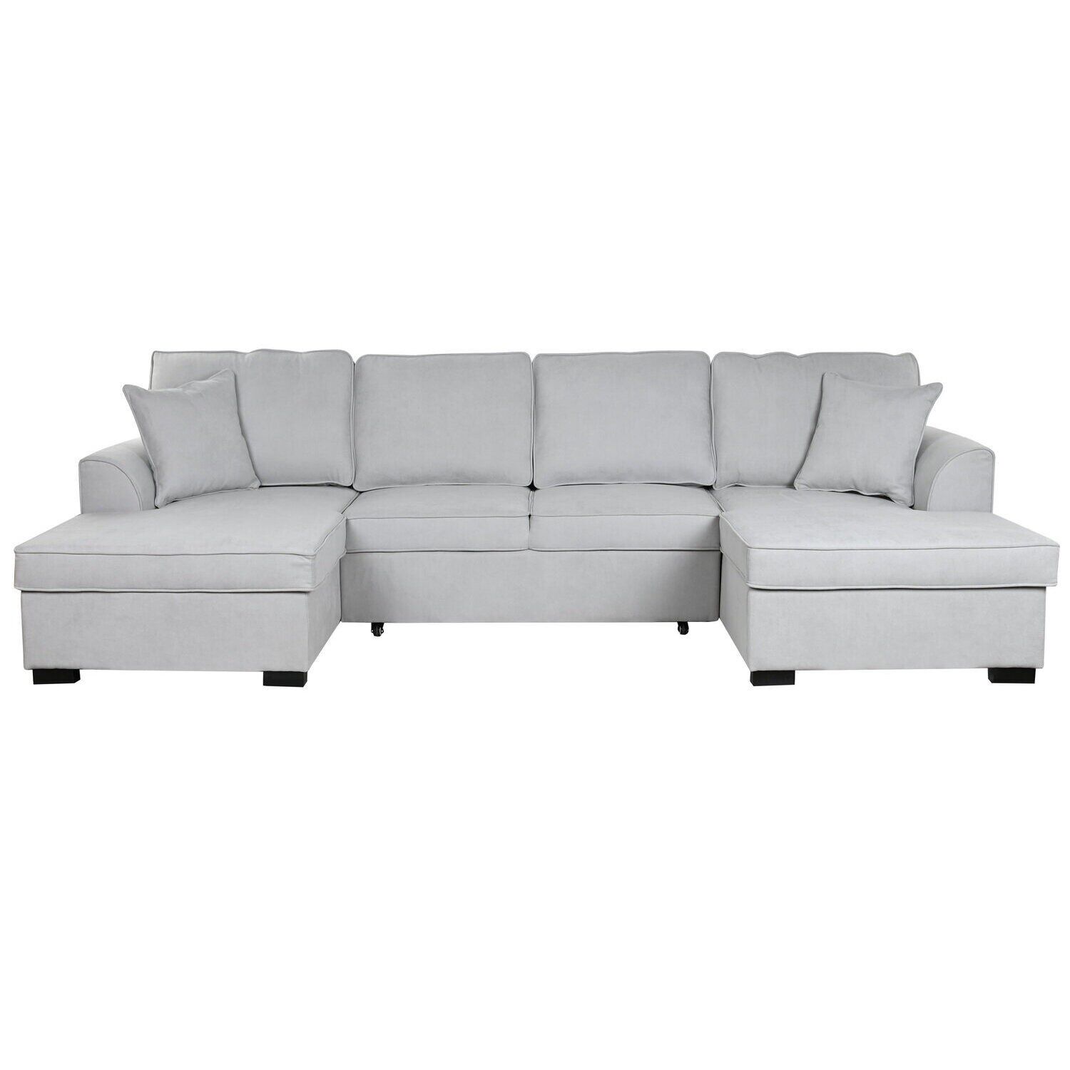 Canapé-lit en polyester gris 298 x 154 x 92 cm MB211718