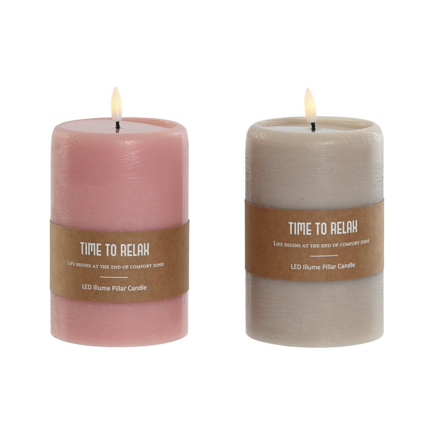 Candela di cera LED 10x10x18 400gr, rustica 2 assortiti VE217150