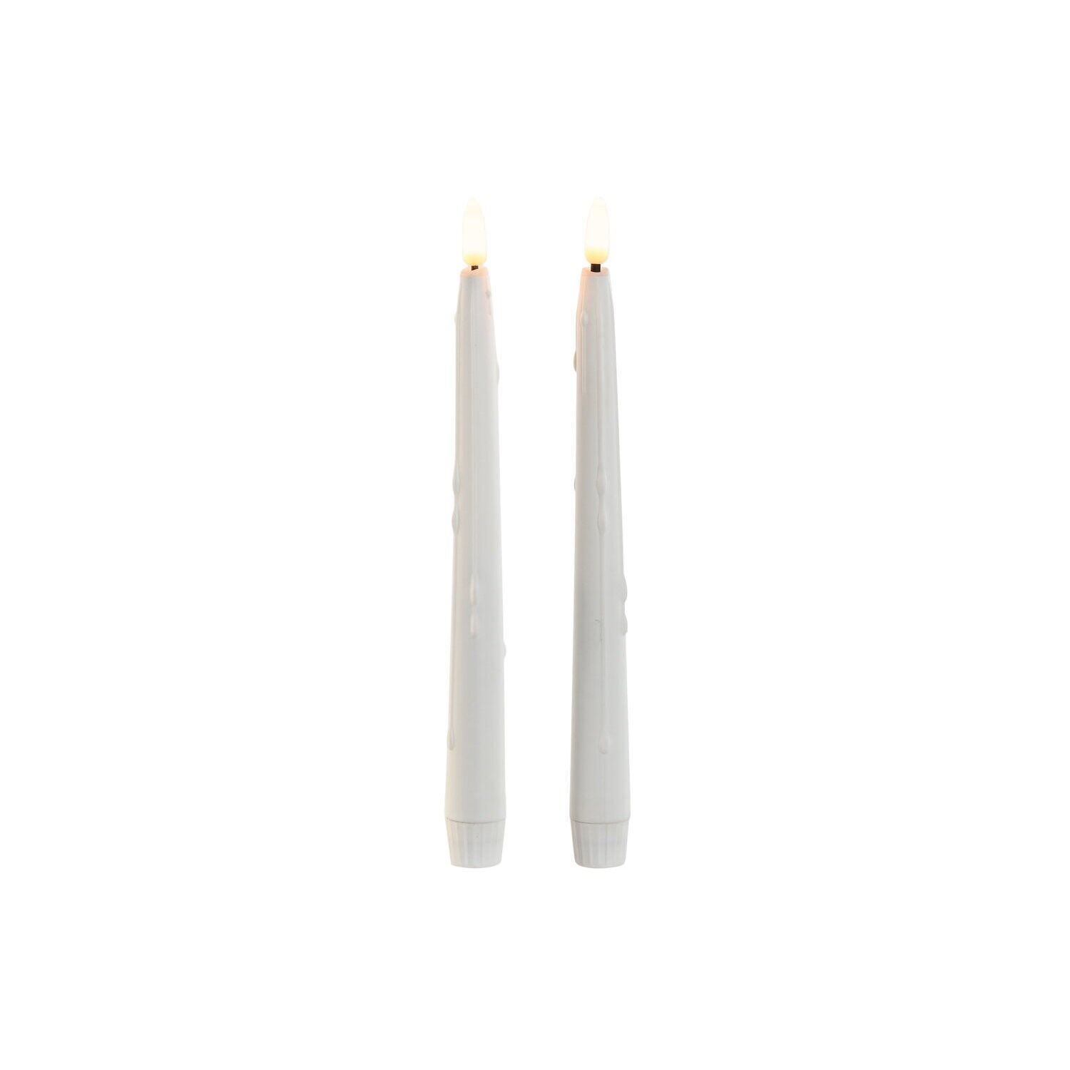 Lot de 2 bougies LED blanches en PVC 2x2x23,5 cm (2AA) - Décoration de Noël - NV213963