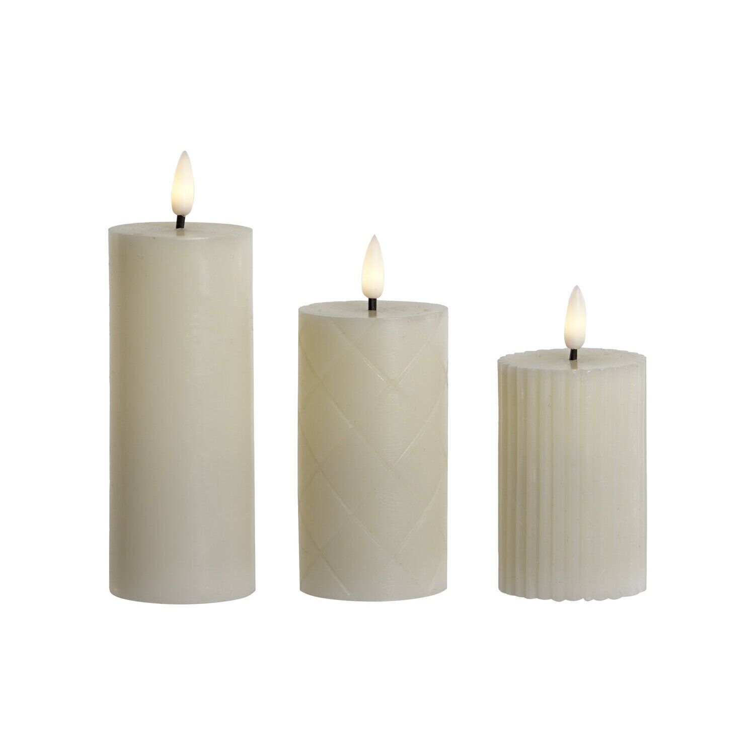 Vela led set 3 cera 5,5x5,5x13,5 10,5/8,5cm beige VE217652