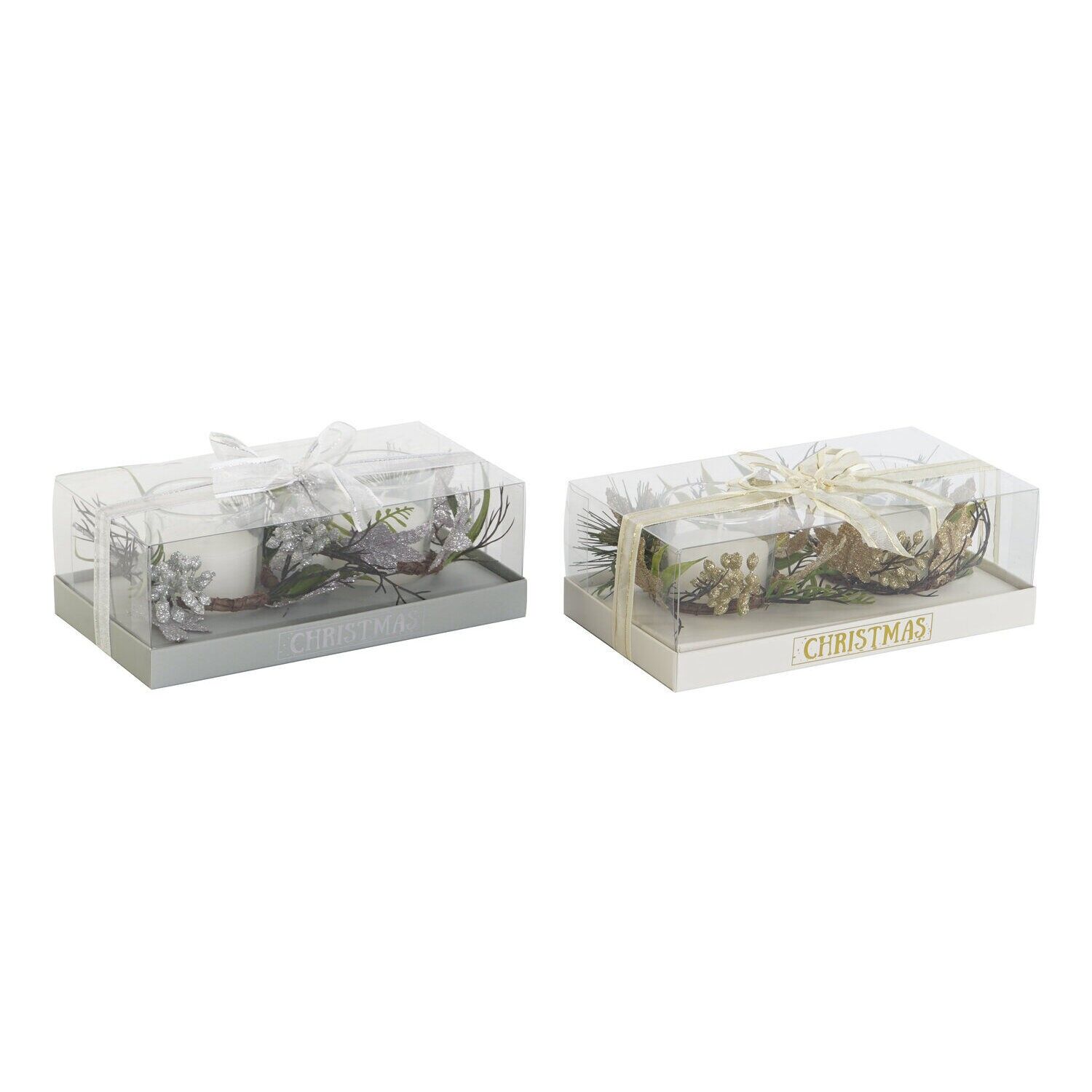 Lot de 2 bougies en cire cristal, 10 x 10 x 7 cm, 50 g, assorties - Décoration de Noël - NV207192