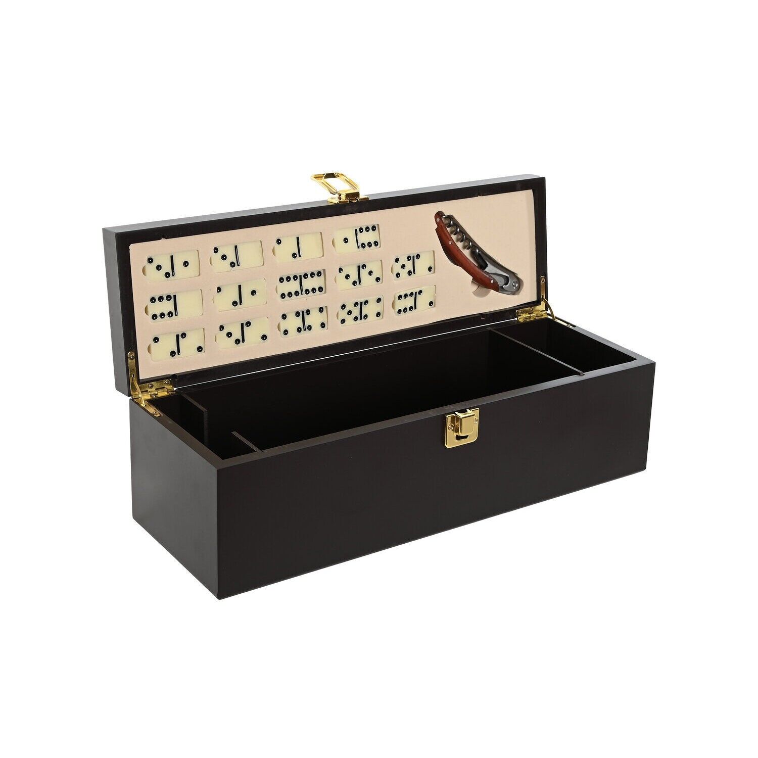 Ensemble de 3 bouteilles de vin en MDF 36x11x12, finition domino marron mat RC210711