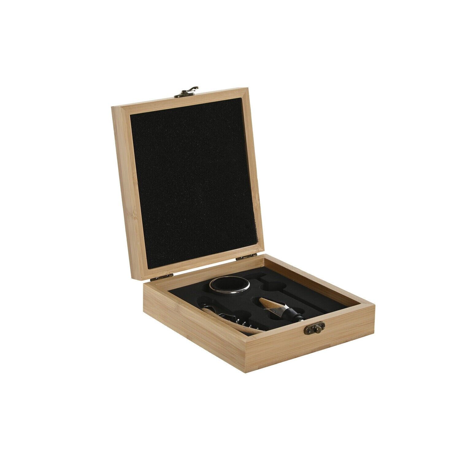 Coffret à vin 5 pièces en acier inoxydable et bambou naturel 15x17x5 RC218521