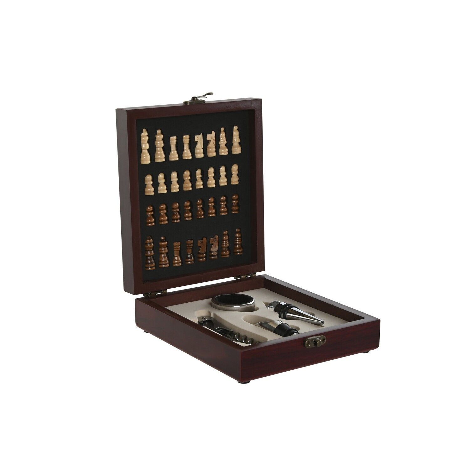 Set vino 5 mdf acciaio inox 15x17x5 marrone RC218520