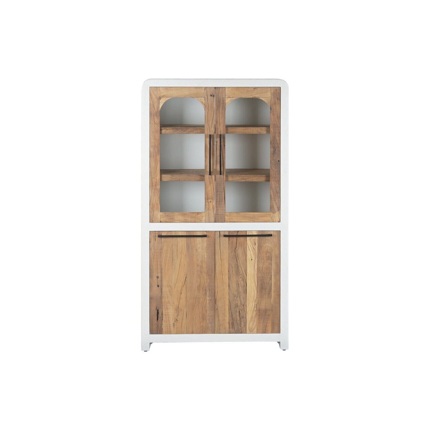 Vitrine en bois recyclé 90x43x170 cm, béton blanc MB222399