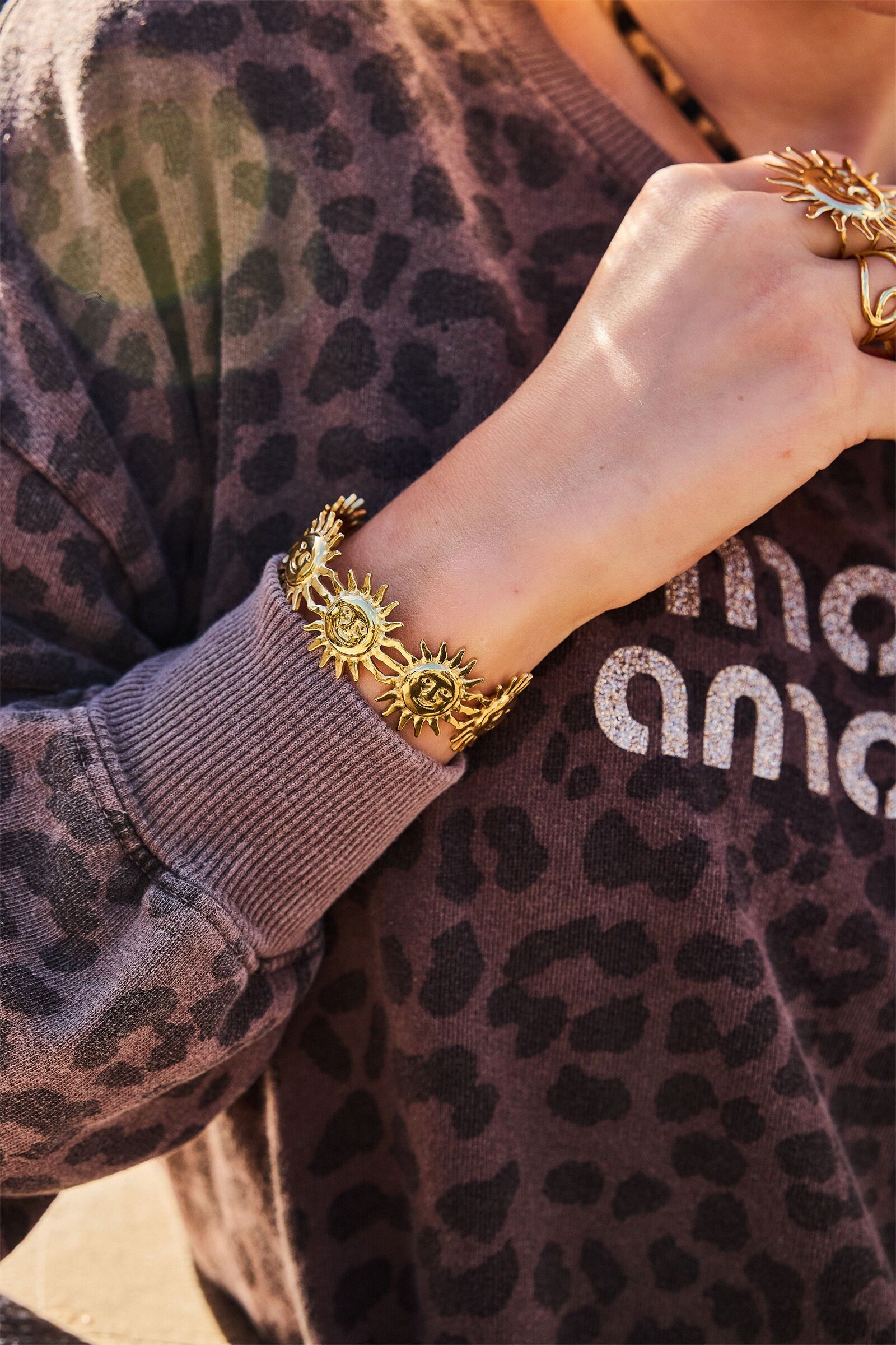 Gold Sun Bangle Bracelet – Bohemian Chic Style