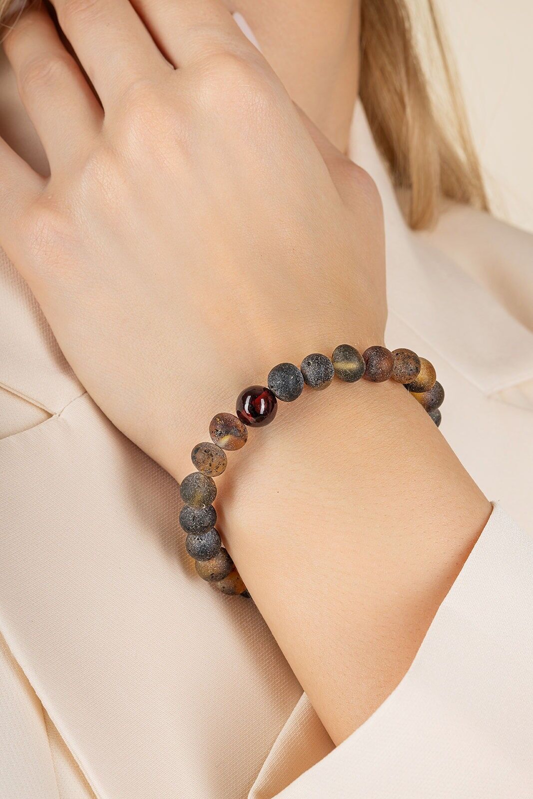 Amber bracelet raw green cherry