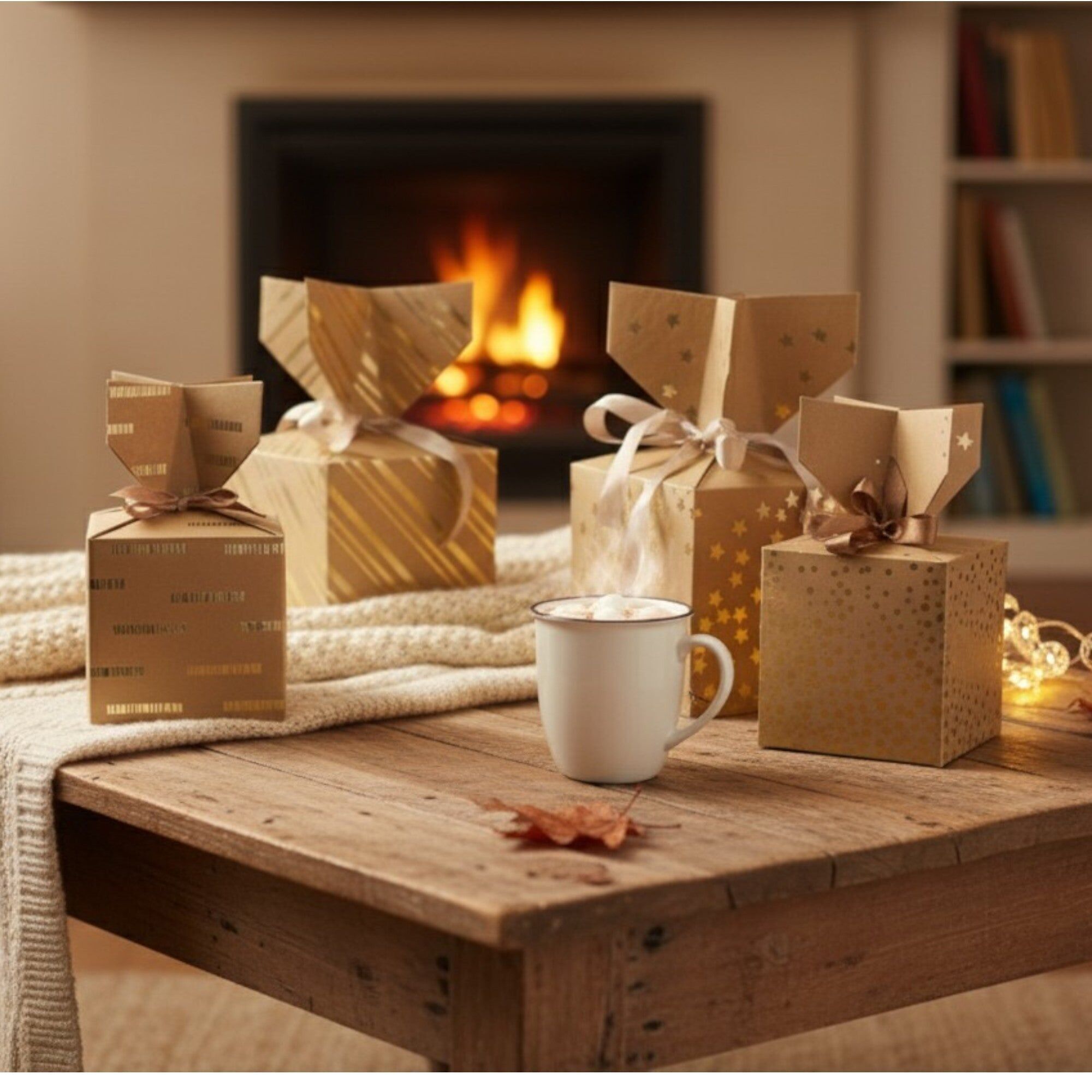 Coffrets cadeaux imprimés or - Lot de 12 (Tailles disponibles)