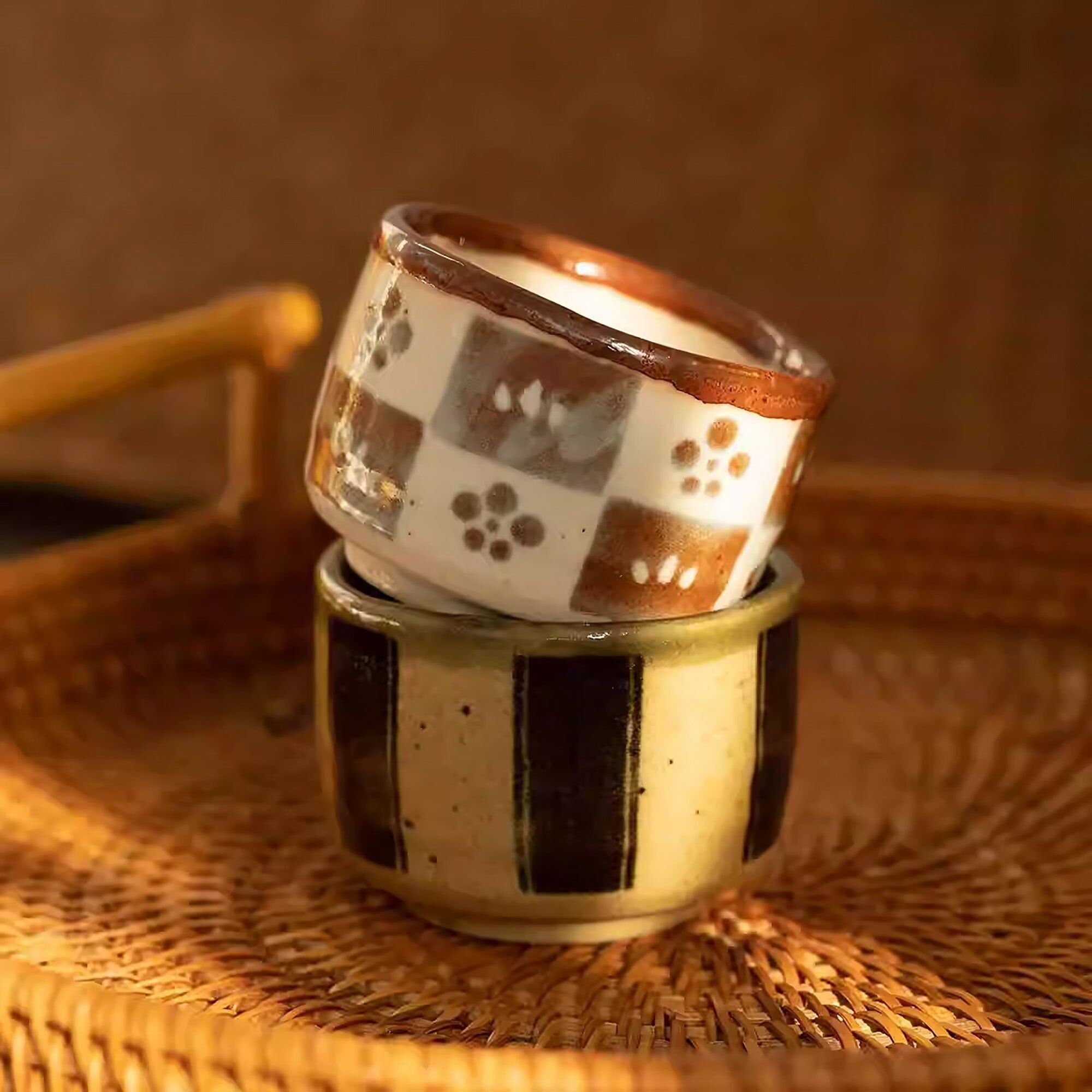 Tasse à thé ou saké en grès Minoyaki