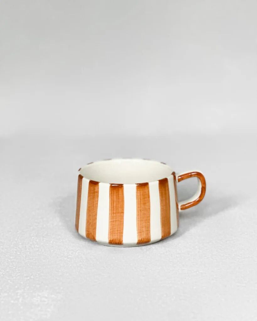 Tazza a righe ambrate | Tazza da caffè e tè in ceramica | Accogliente servizio da tavola ispirato all'autunno