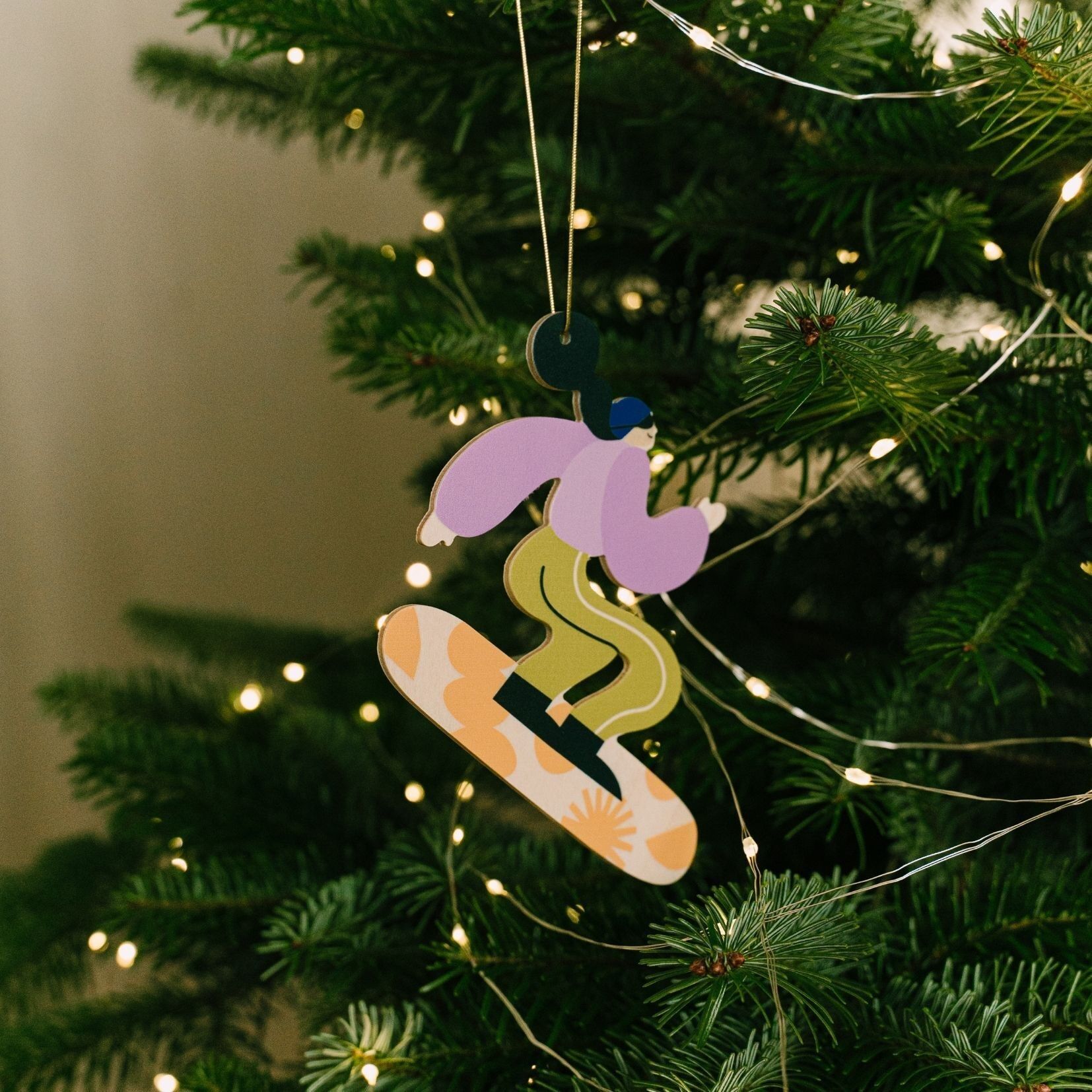 Decorazione natalizia a forma di snowboarder, decorazione da appendere all'albero di Natale