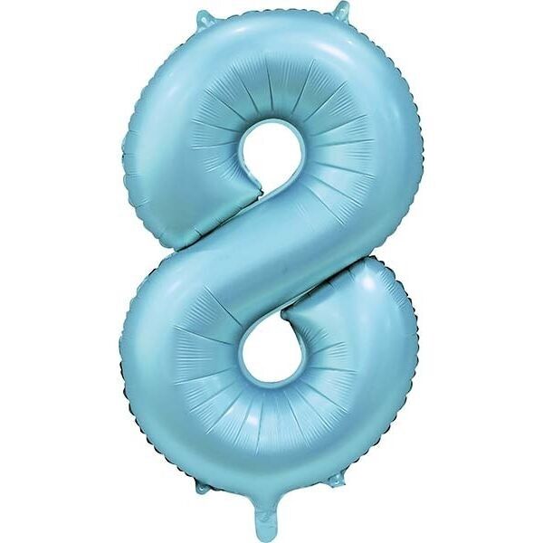 Folienballon 34" Nr. 8 satiniert hellblau