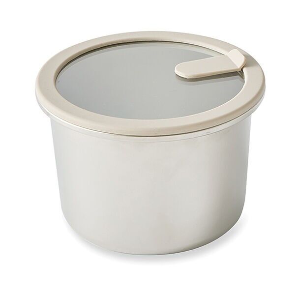 Round stainless steel storage container with glass lid, 1500 ml, microwave safe, Mathon
