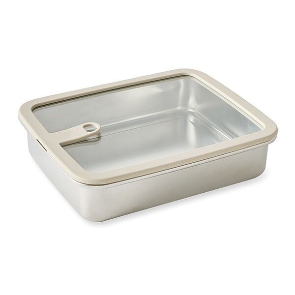 Mathon 1700ml Rectangular Stainless Steel Storage Container with Glass Lid, Microwave Safe