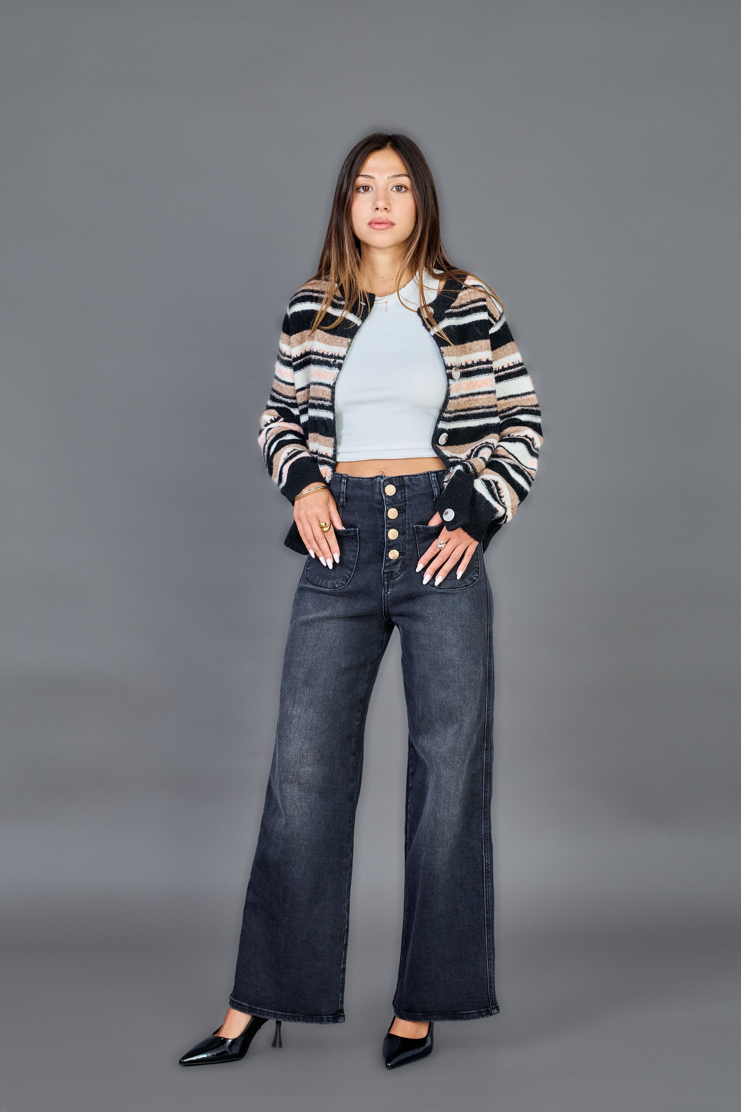 Weit geschnittene Jeans (mit Knopfleiste) „Audrey“ – ANA & LUCY