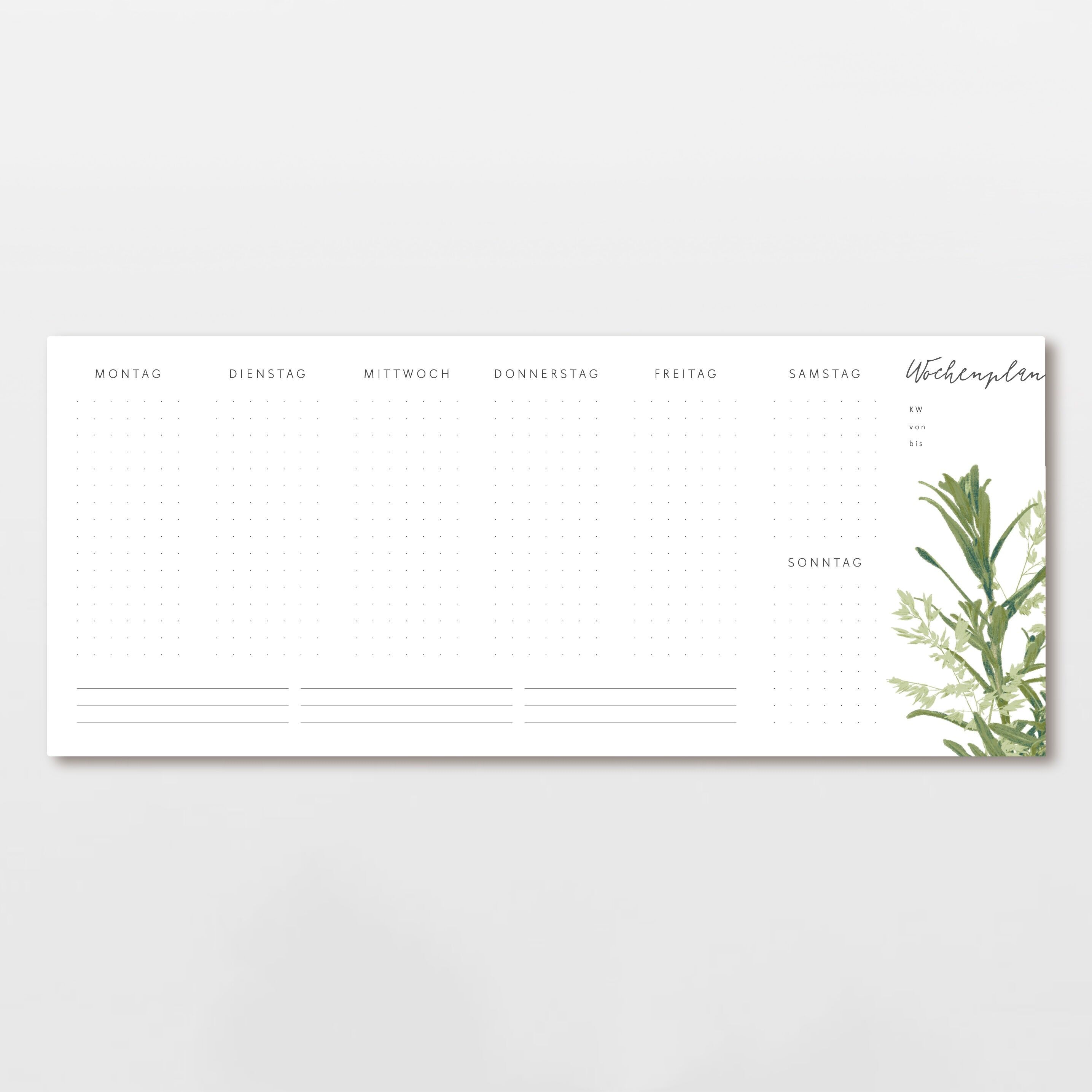 Wochenplan Block Sanddorn mit 50 Blatt, 30x12,5 cm