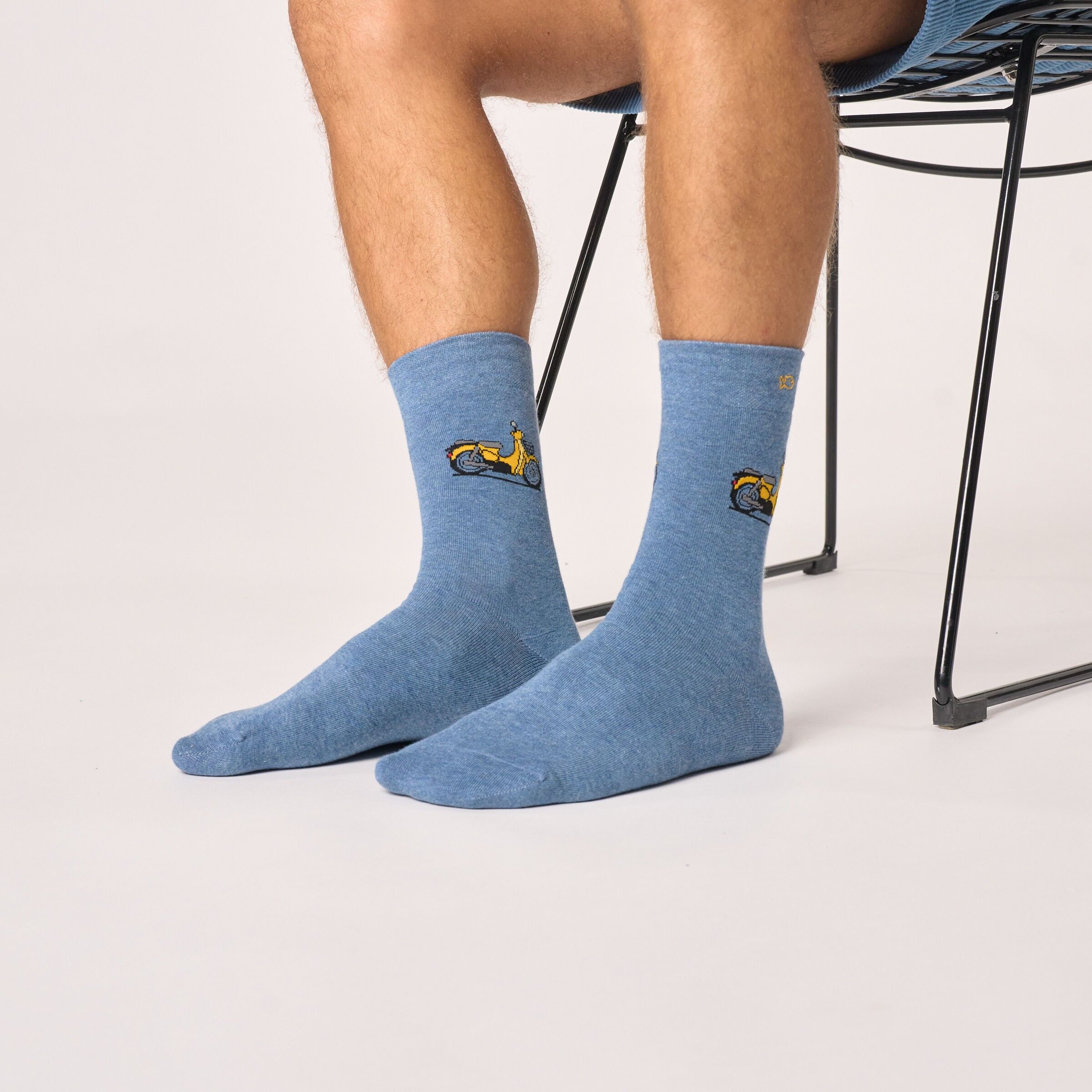 Patterned combed cotton socks - Scooter