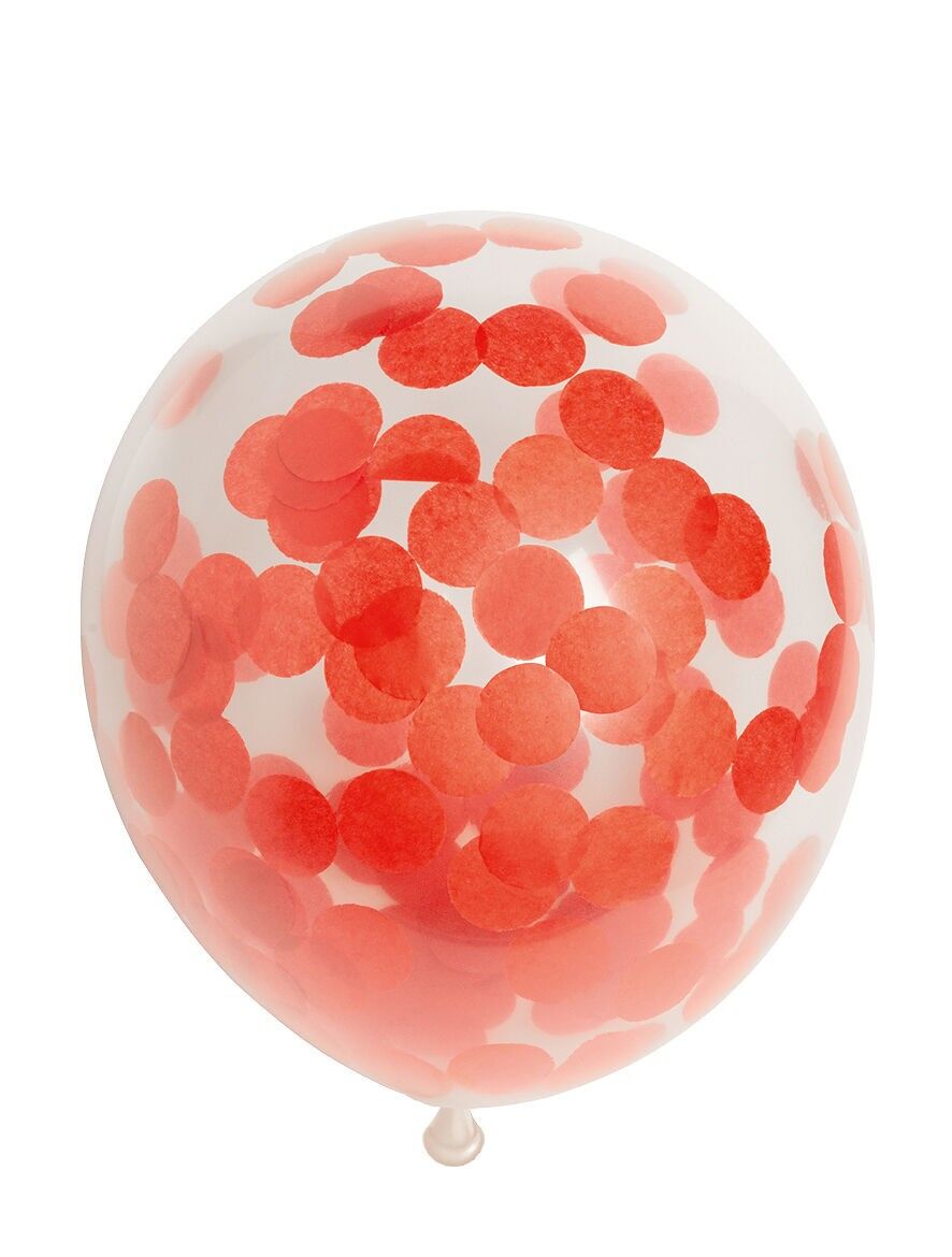 6 Konfettiballons 12" Konfetti rot