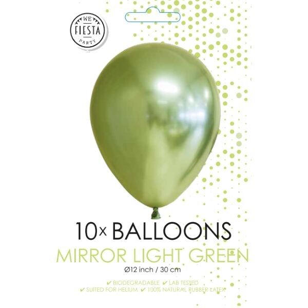 10 Spiegelballons, 12 Zoll, hellgrün