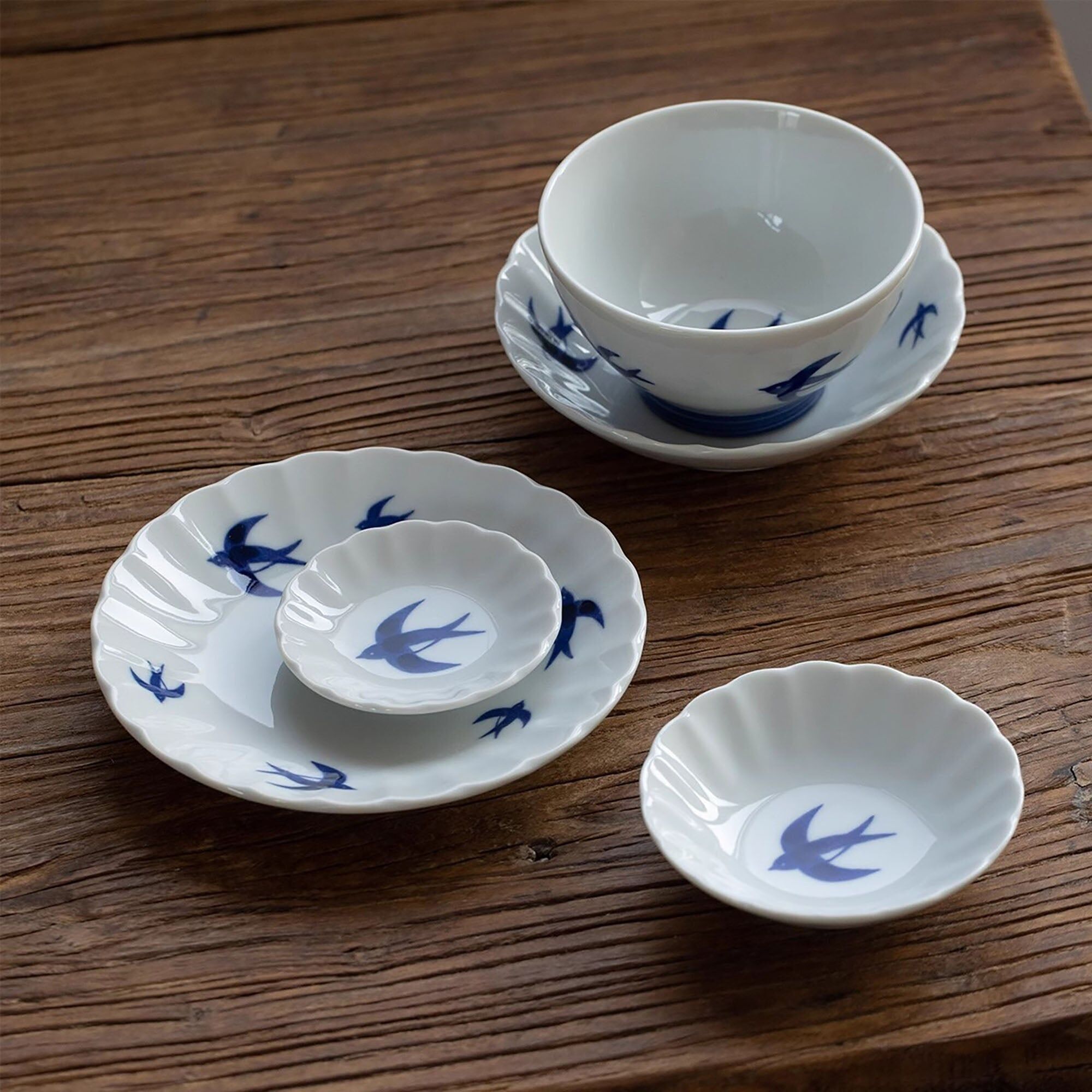 Vaisselle en céramique Mino-yaki avec Motif d’hirondelle