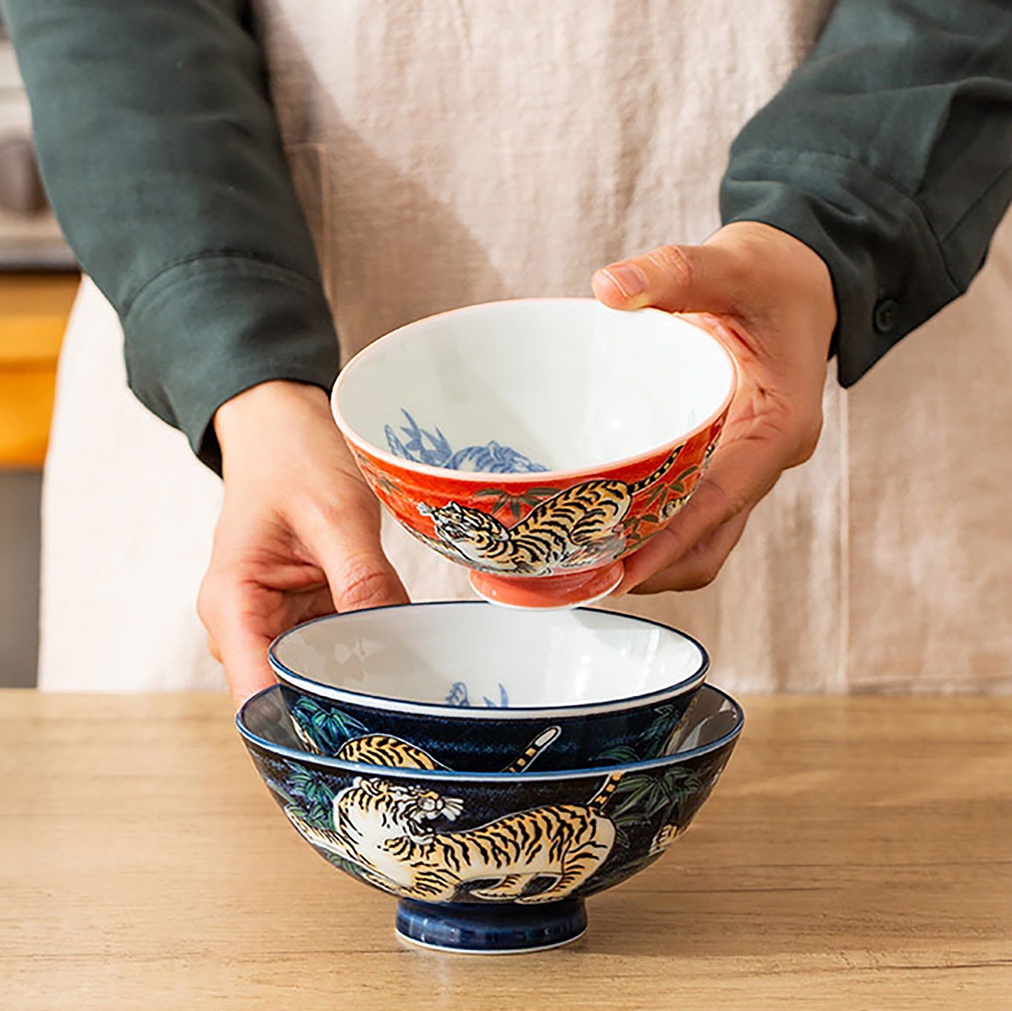 Bol en Céramique Minoyaki avec motif tigre