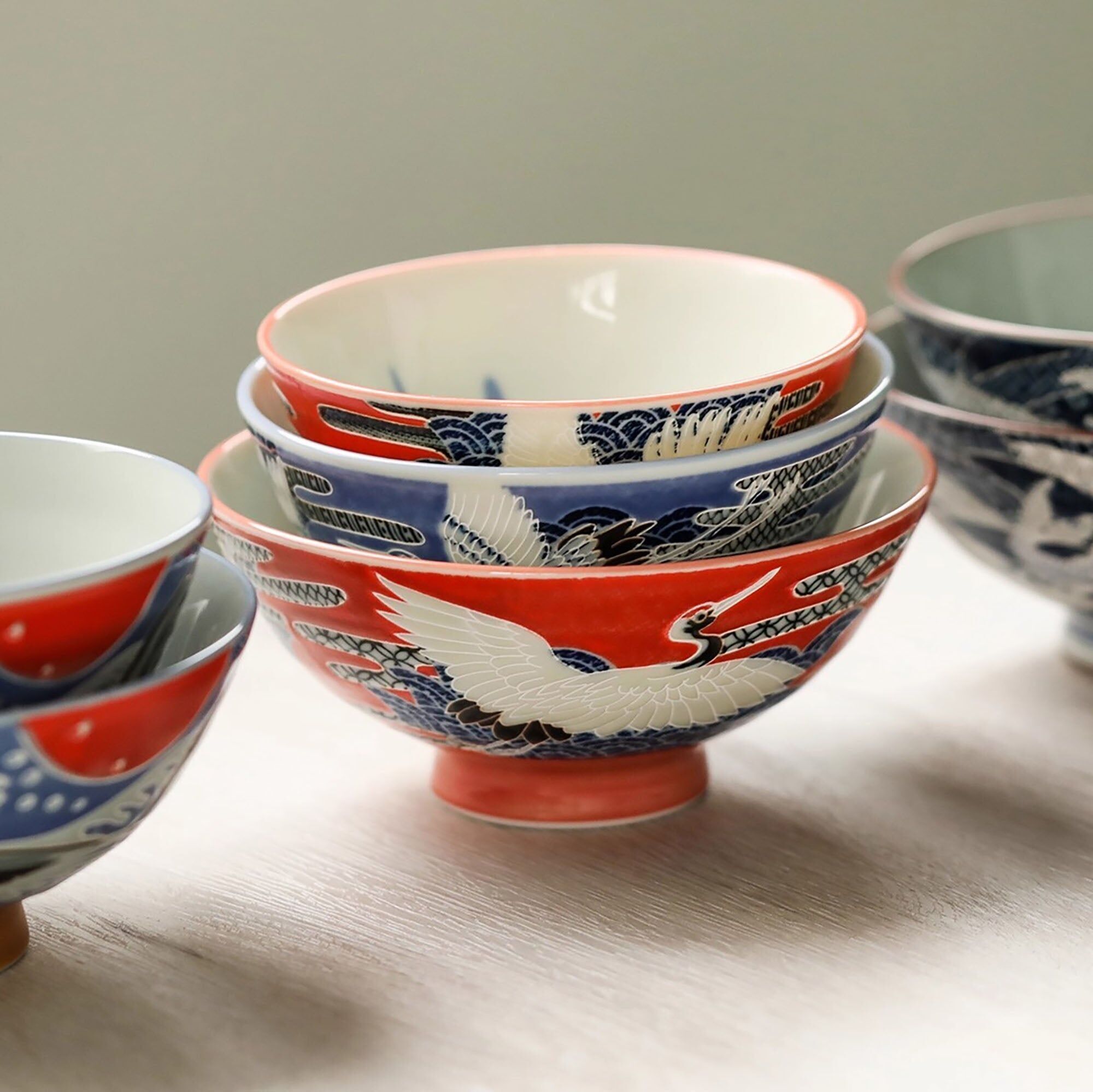 Bol en Céramique Minoyaki avec motif Grue bonheur