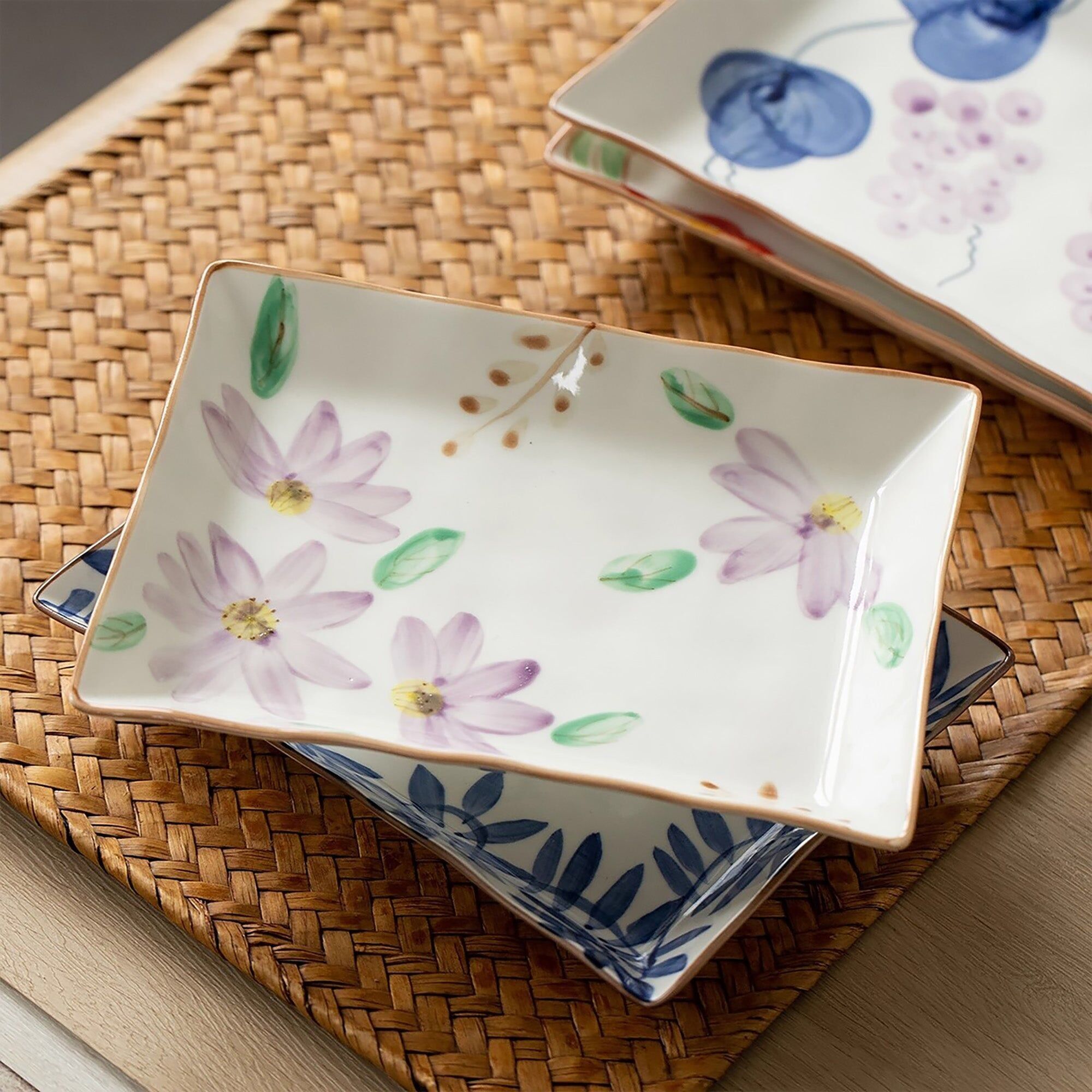 rechteckiger Keramikteller aus Minoyaki