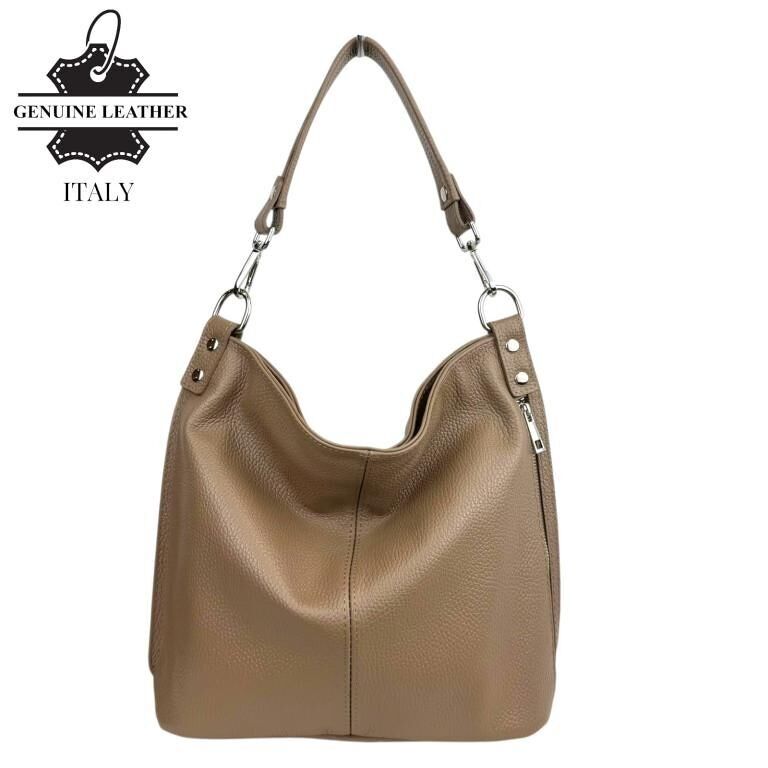 Borsa Hobo in pelle italiana con tasca frontale B2B