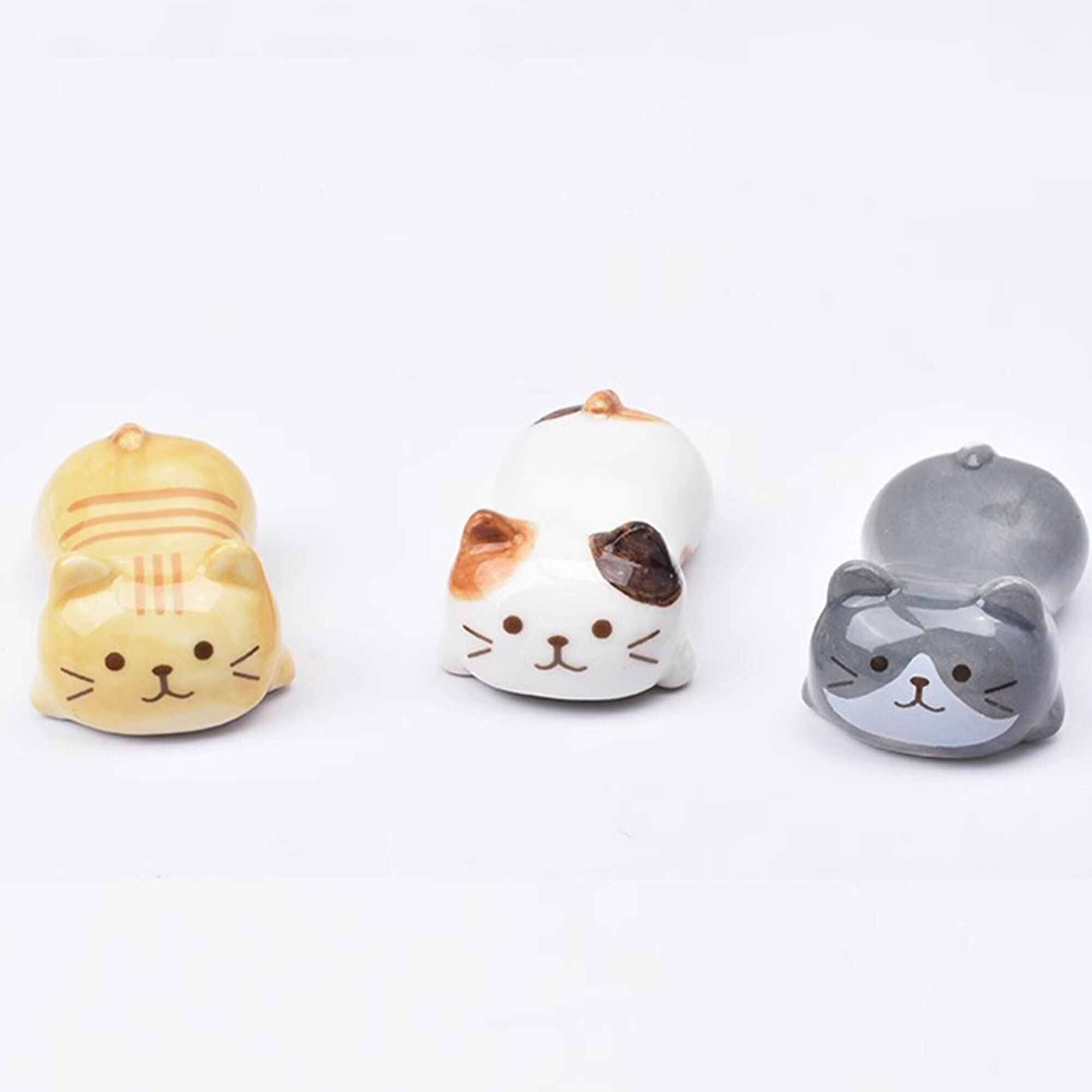 Porzellan-Essstäbchenablage mit Kätzchenmotiv