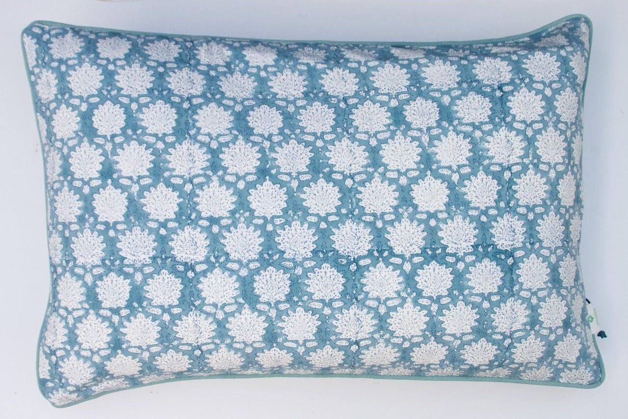 Handprinted Cushion | Breezy Blue