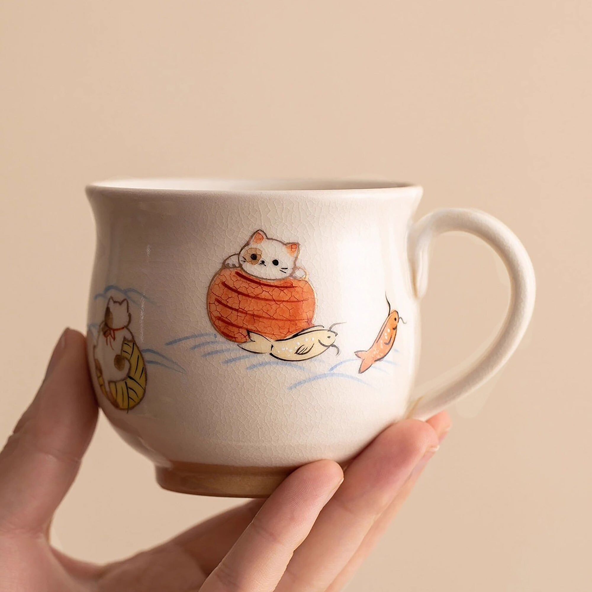 Tazza in ceramica "Kiyomizu-yaki" dell'officina Temari