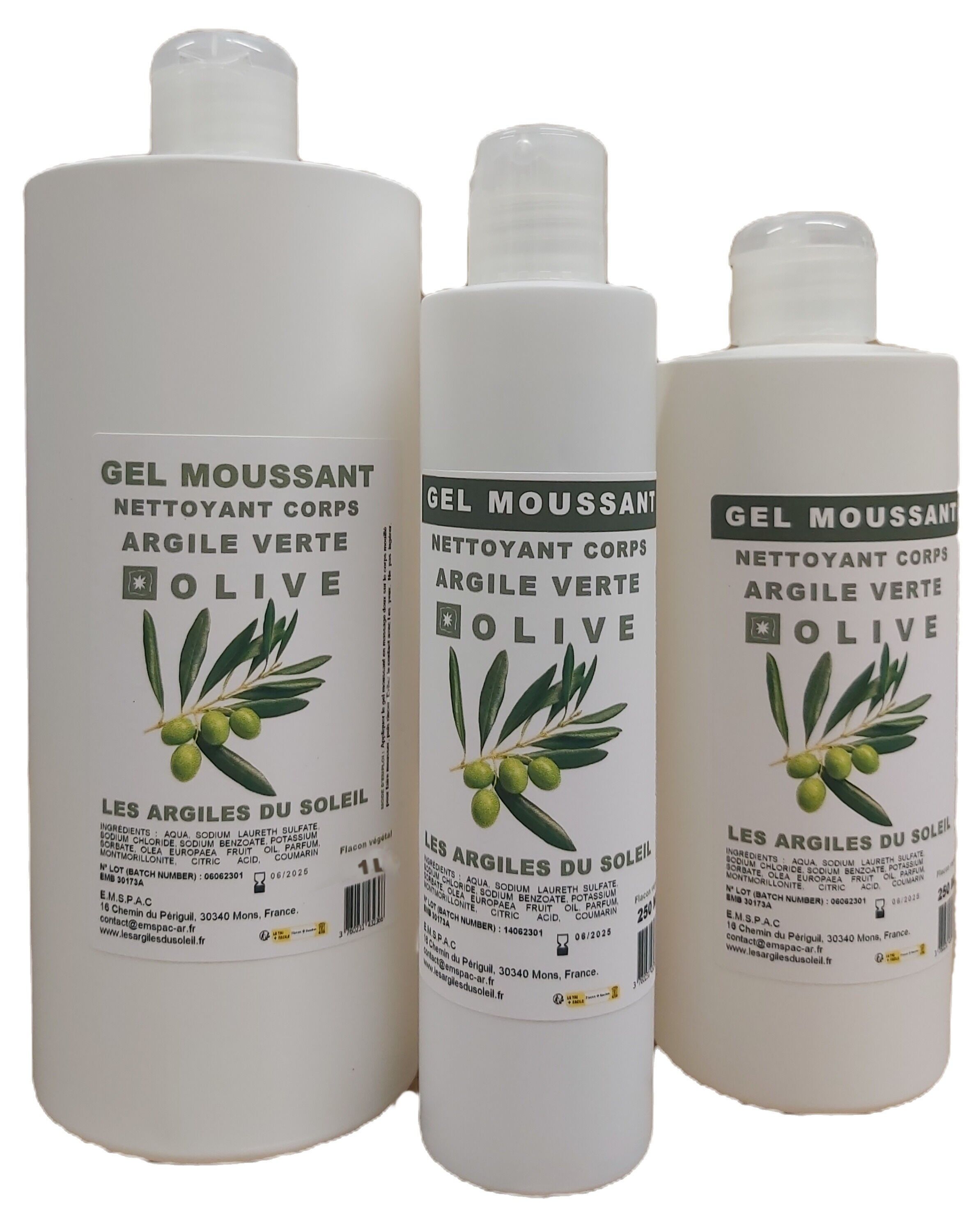 Gel moussant nettoyant corps à l'argile - Parfum olive