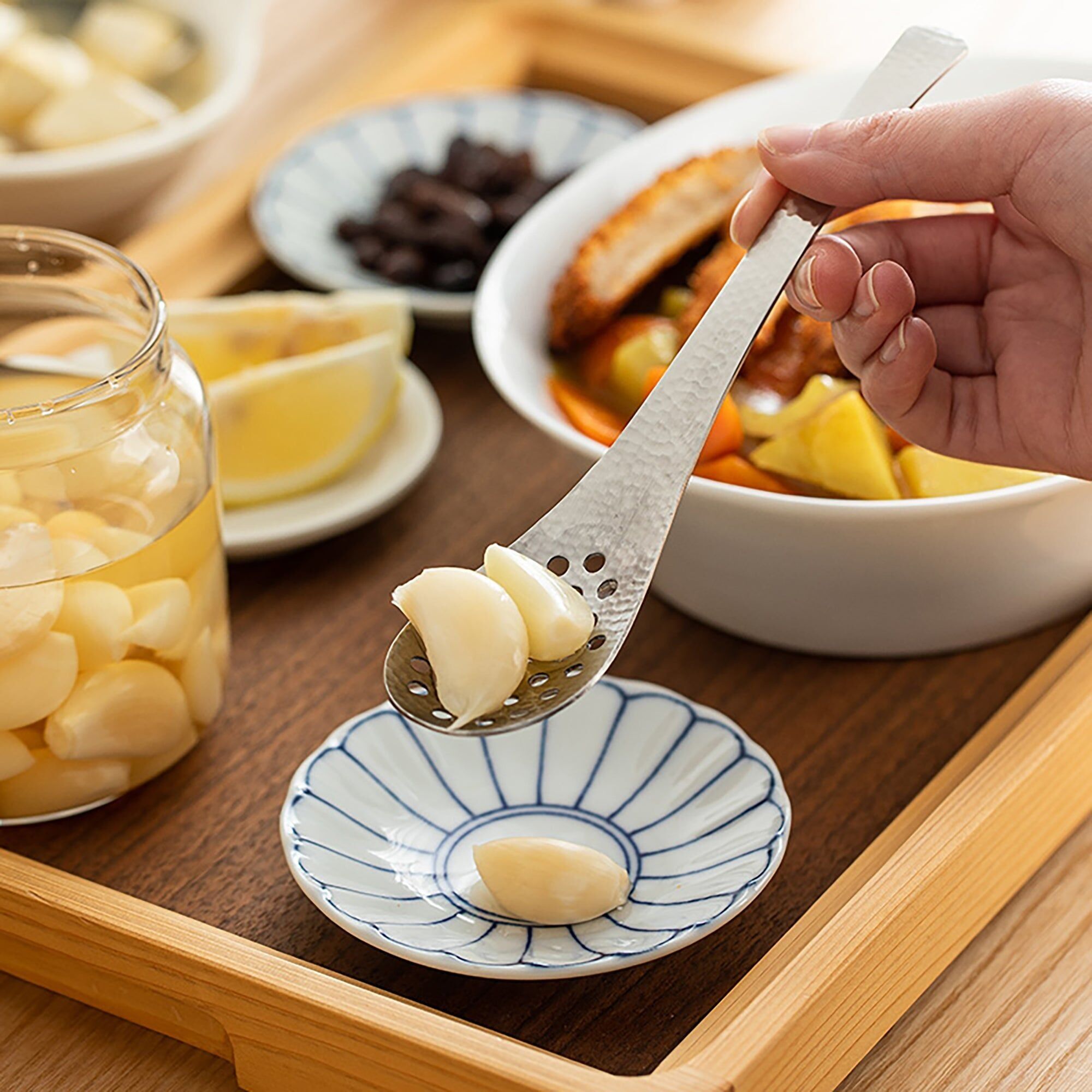 Piccolo skimmer in acciaio inox martellato Shimoyama