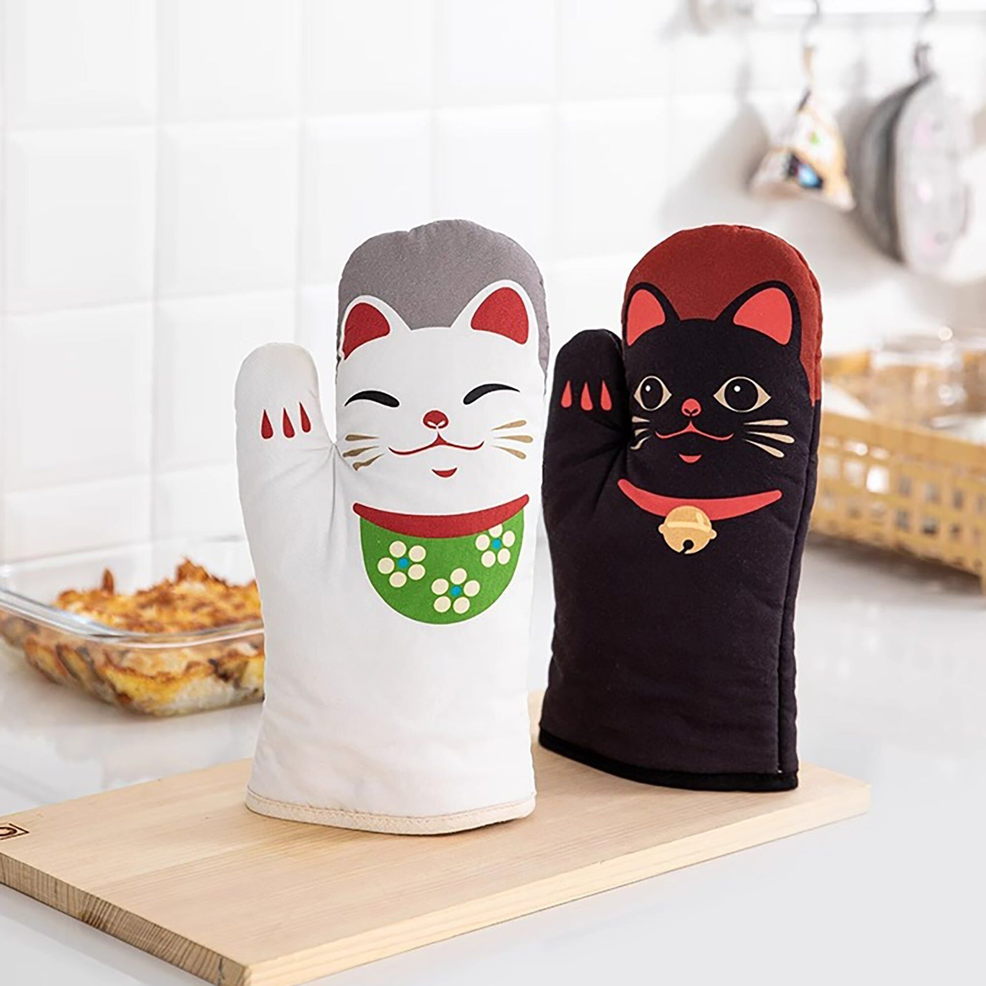Gant de cuisine Shimoyama avec motif chat porte-bonheur