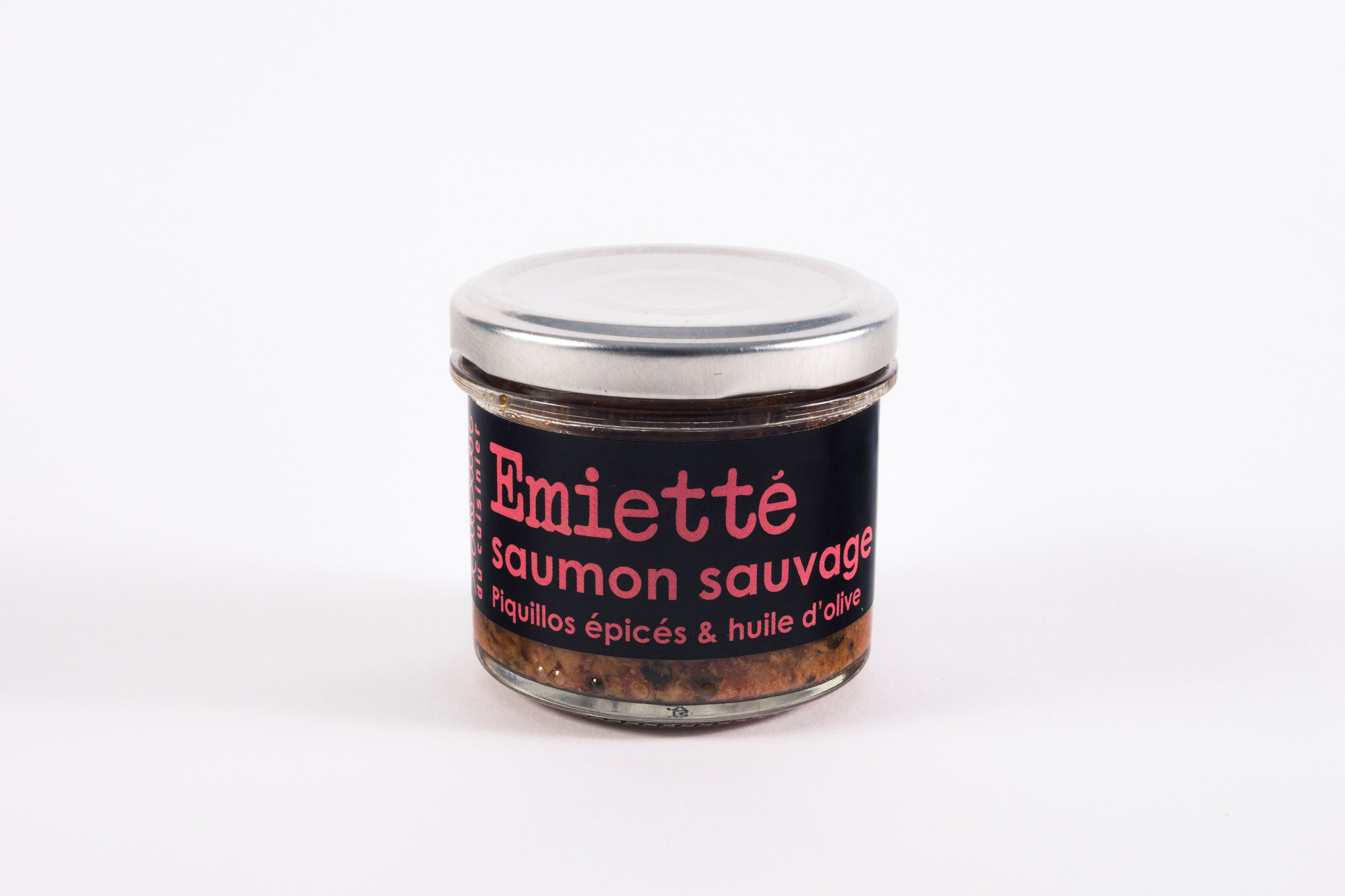 Salmone selvaggio sbriciolato con peperoni piccanti del piquillo e olio d'oliva 90 g