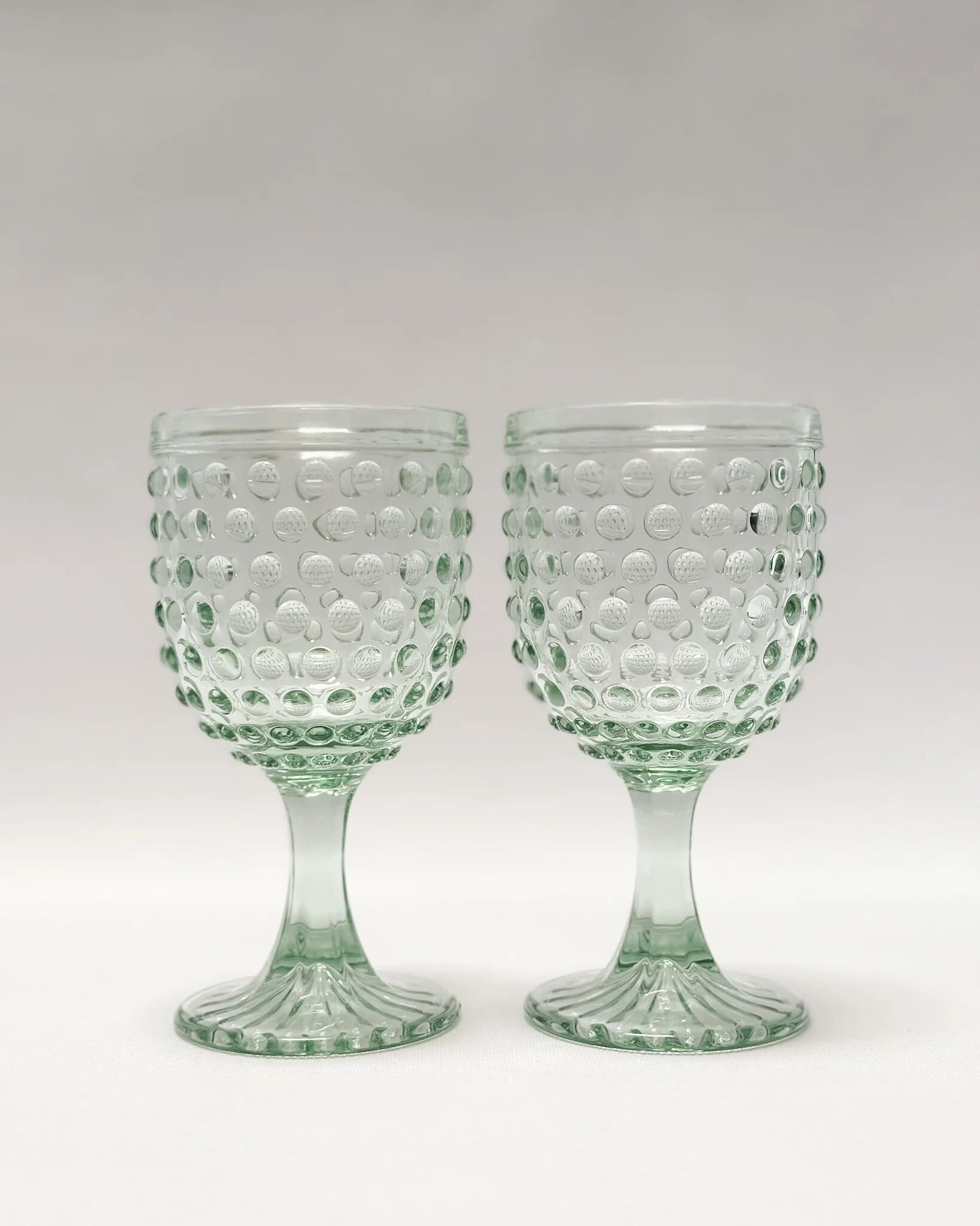 Hobnail Glassware – Eleganti calici verdi e bicchieri DOF (set da 2)