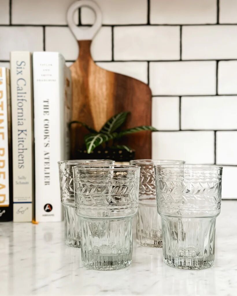 Etched Glass Tumblers – Set of 4 | Timeless Elegance for Everyday Use