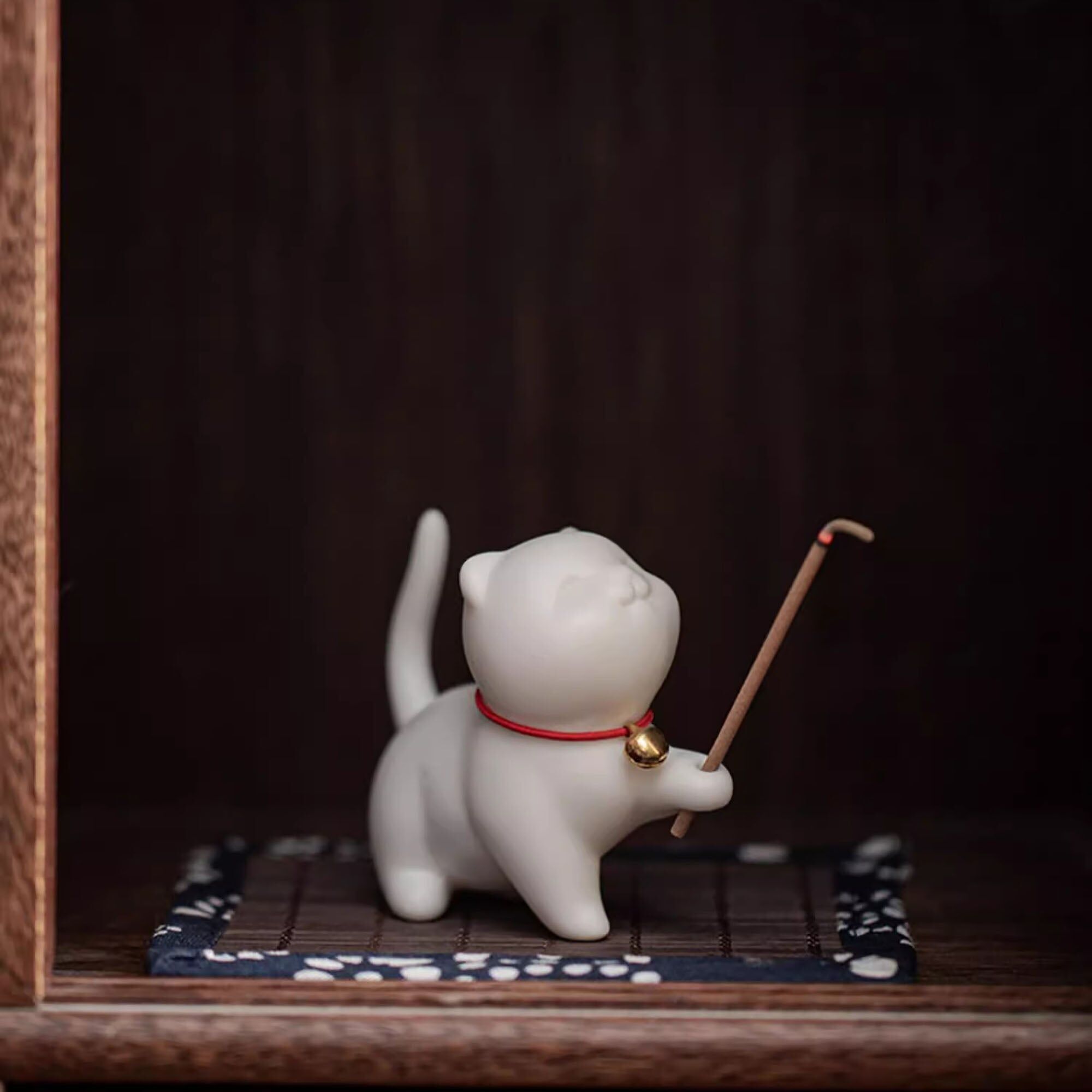 Jingdezhen Keramikkätzchen-Räucherstäbchenhalter