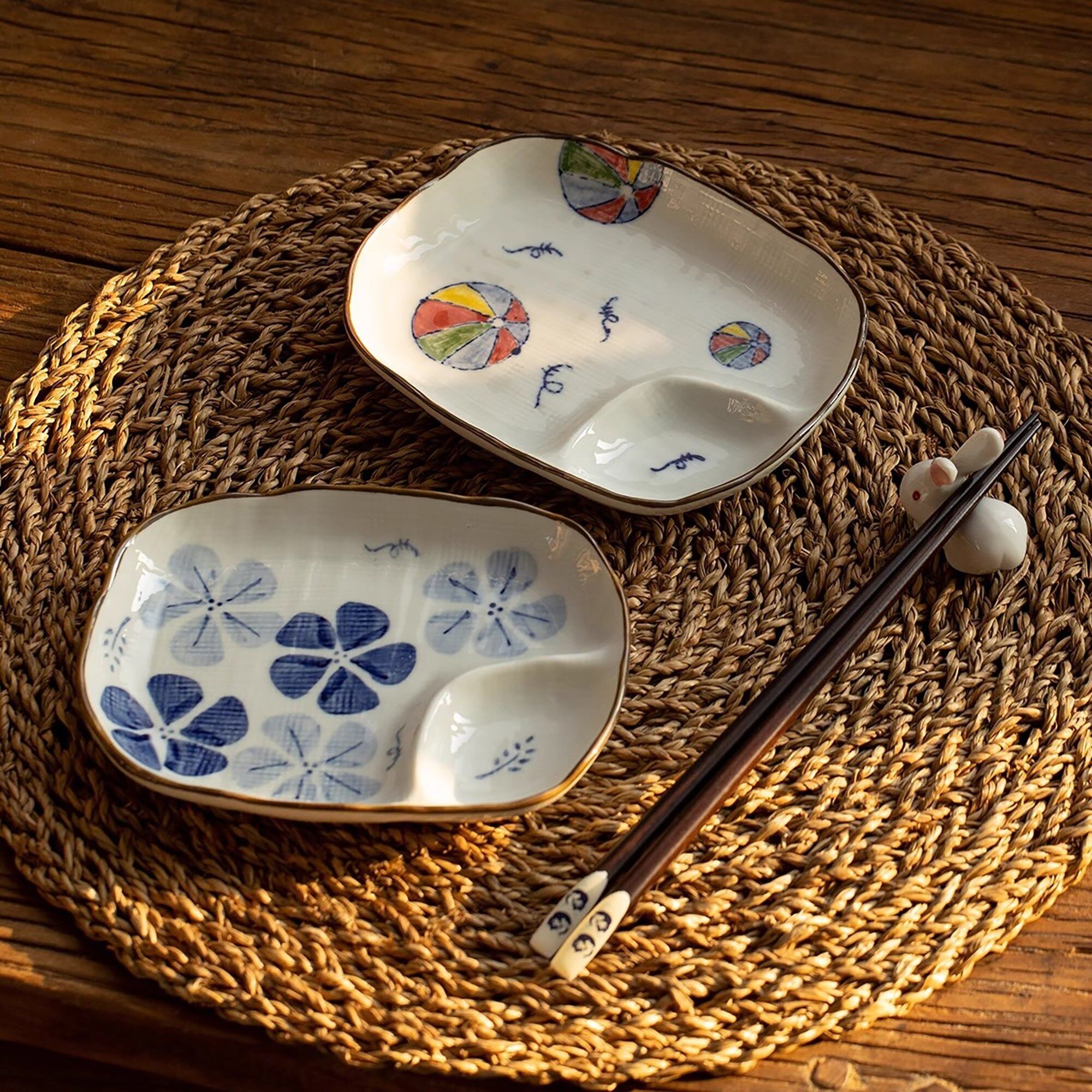 Assiette compartimentée en céramique Minoyaki