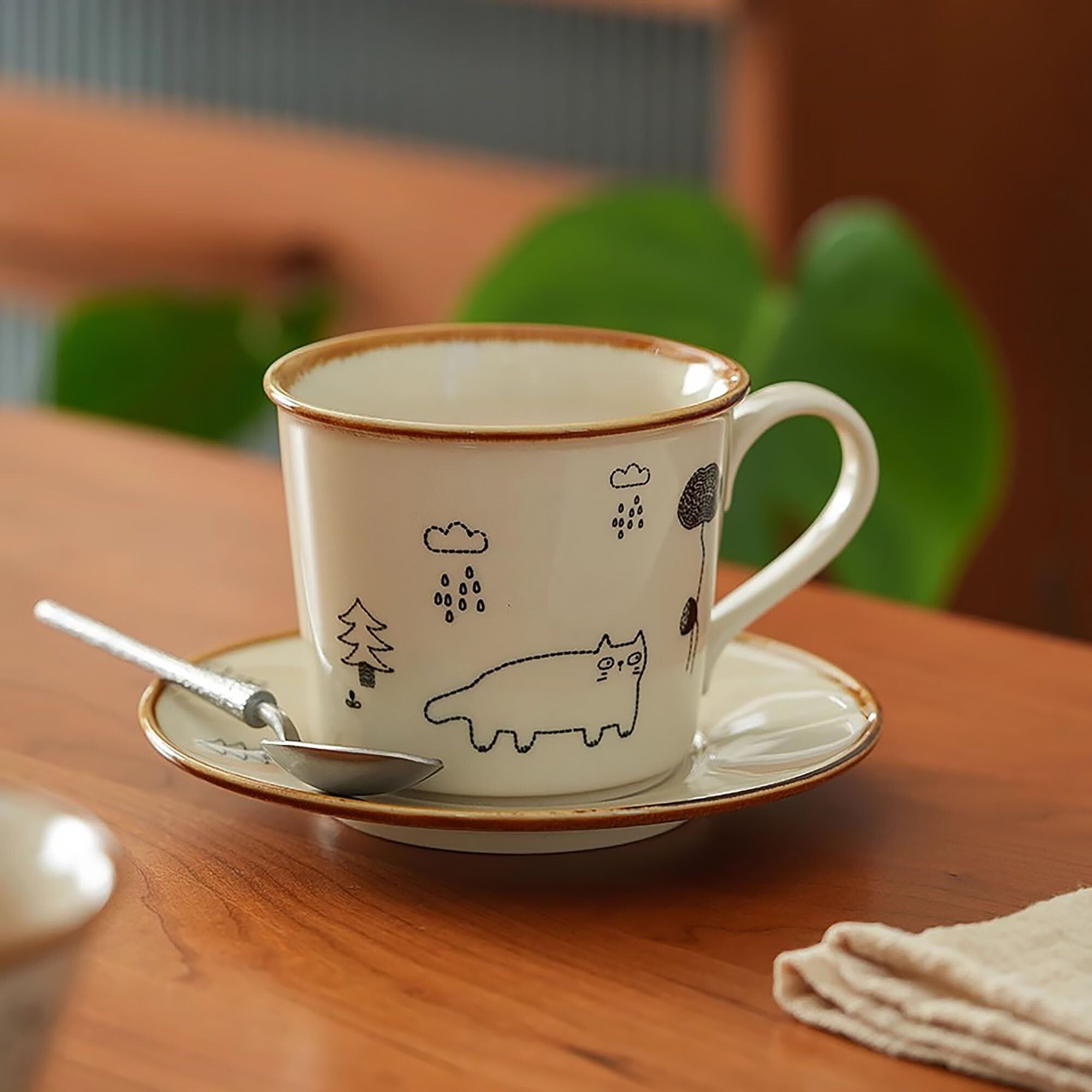 Tazza da caffè in ceramica con simpatico disegno di gatto
