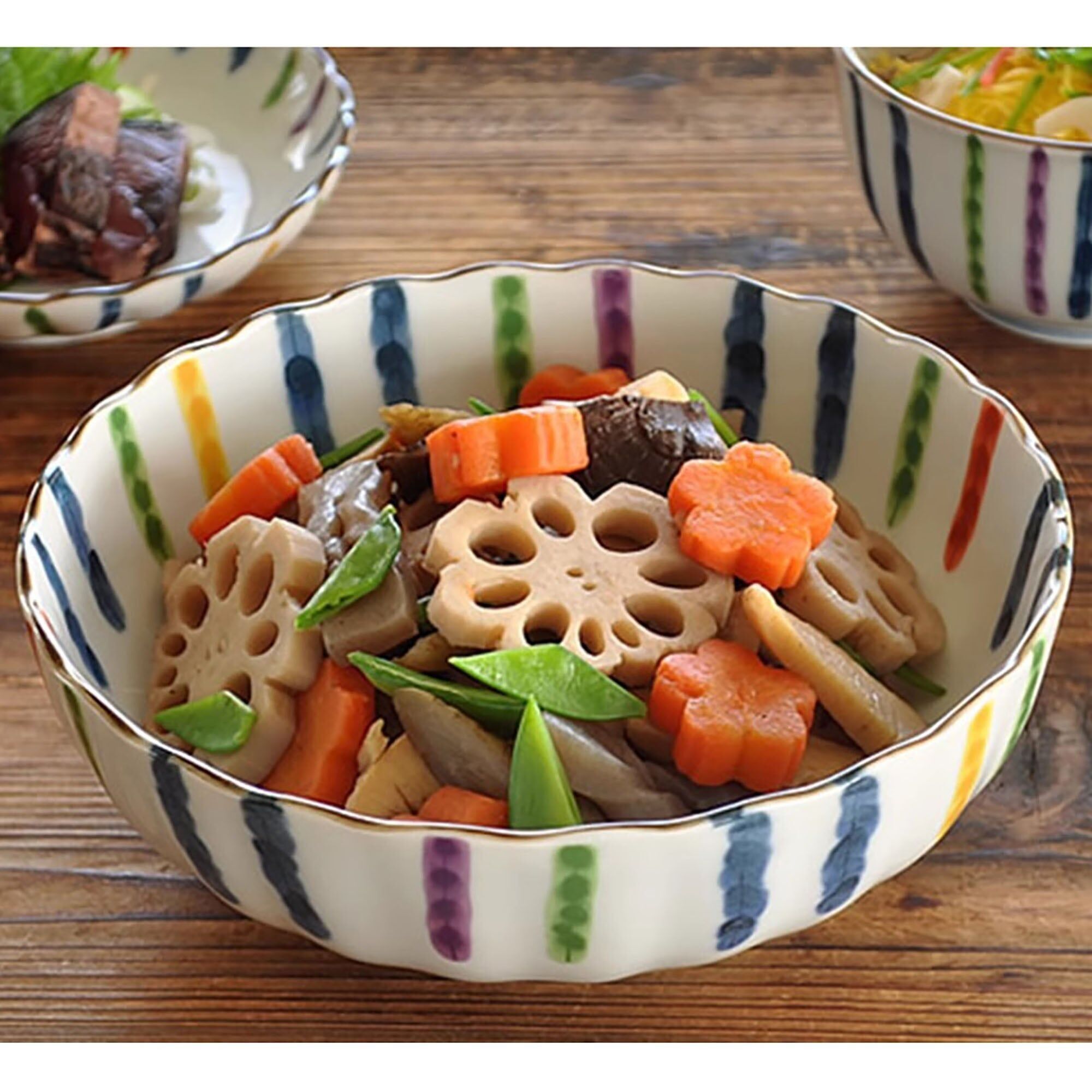 Vajilla Minoyaki con patrón Tokusa