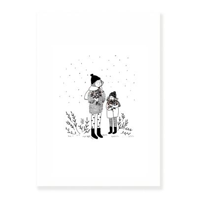 Poster Nella foresta - Mamma e figlia