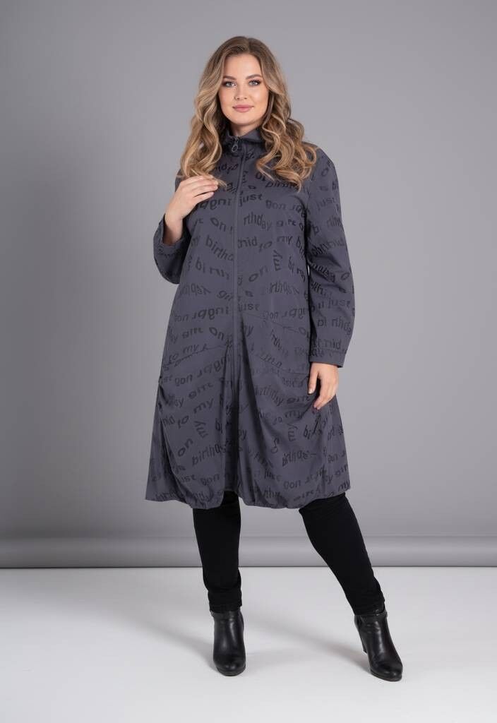 Veste grande taille imprimé gris (C6501)