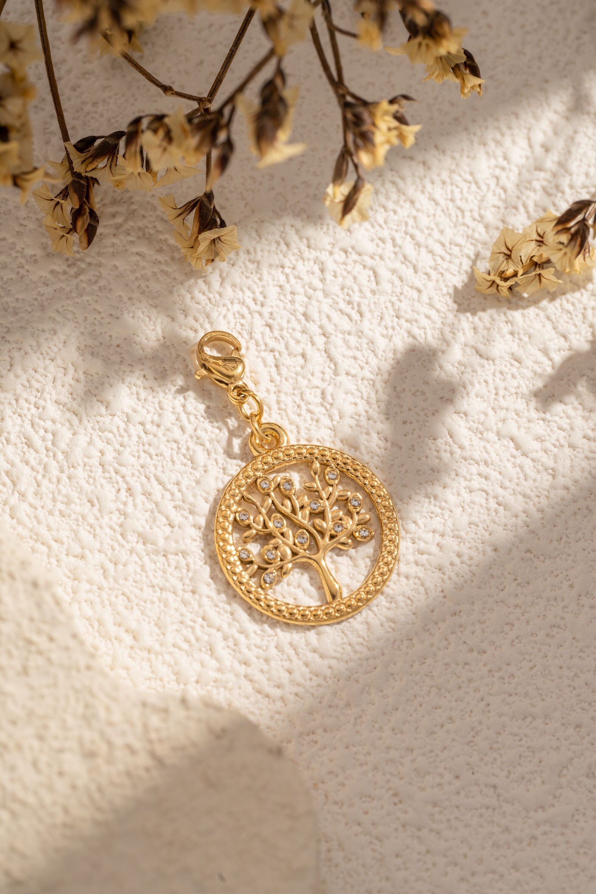 Gold Tree of Life Charm Pendant for Women in Stainless Steel