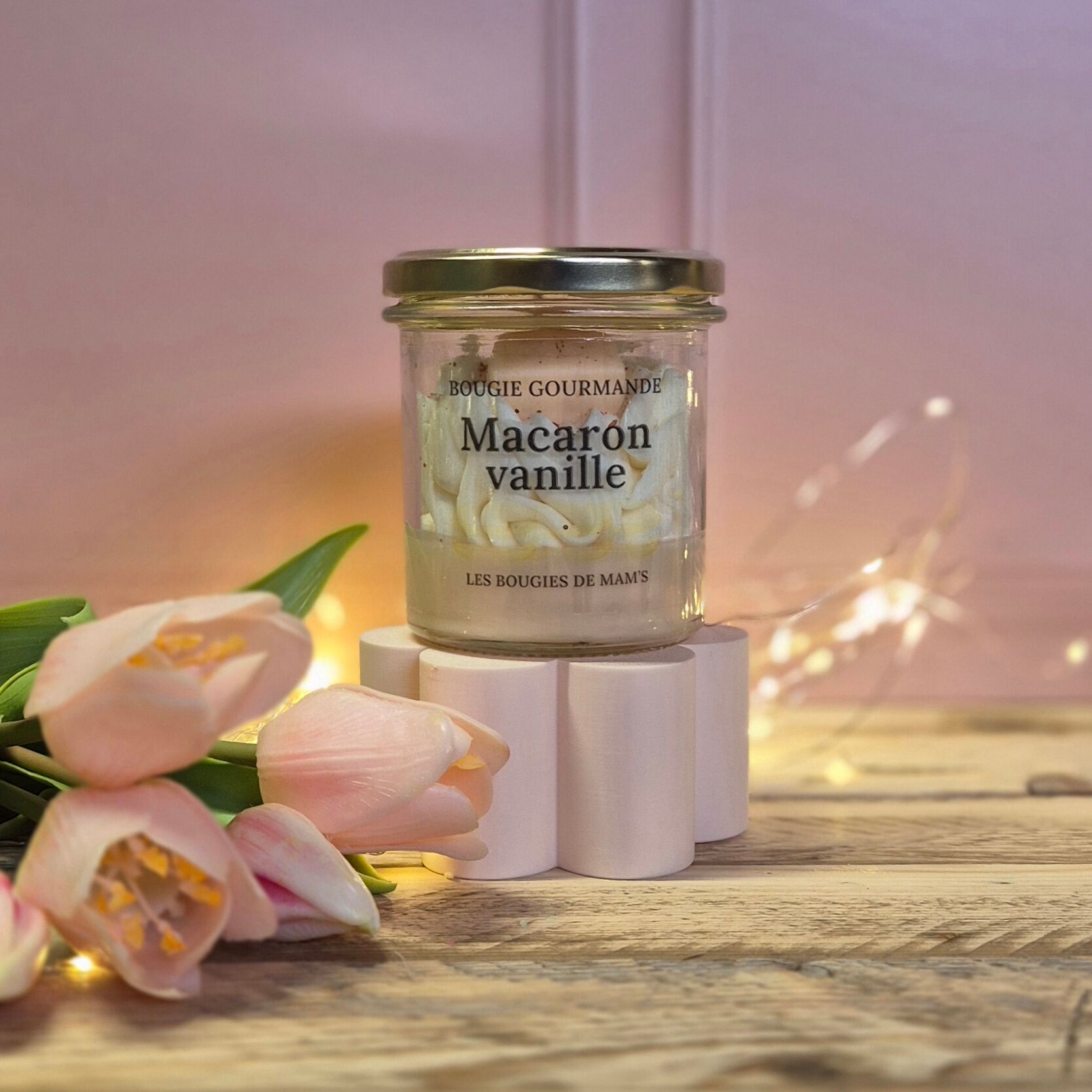 Bougie Gourmande - Macaron vanille 200g