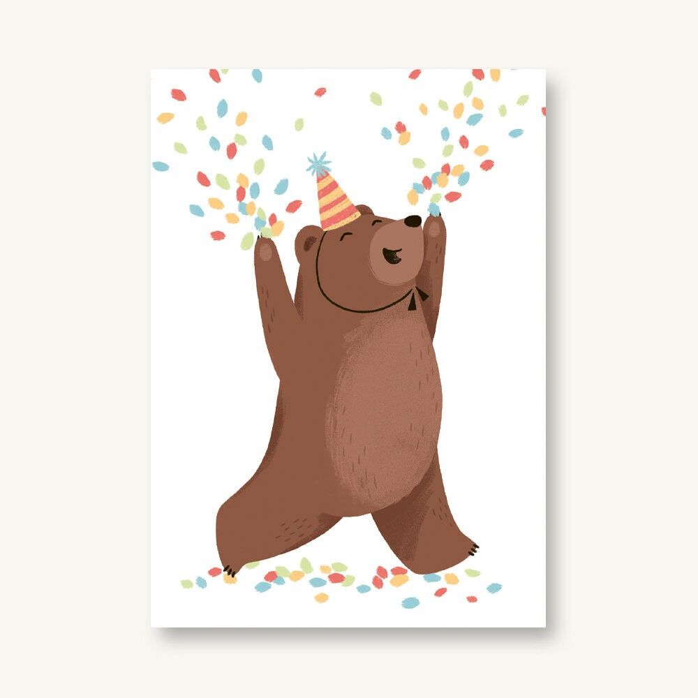 Cartolina Orsetto di coriandoli