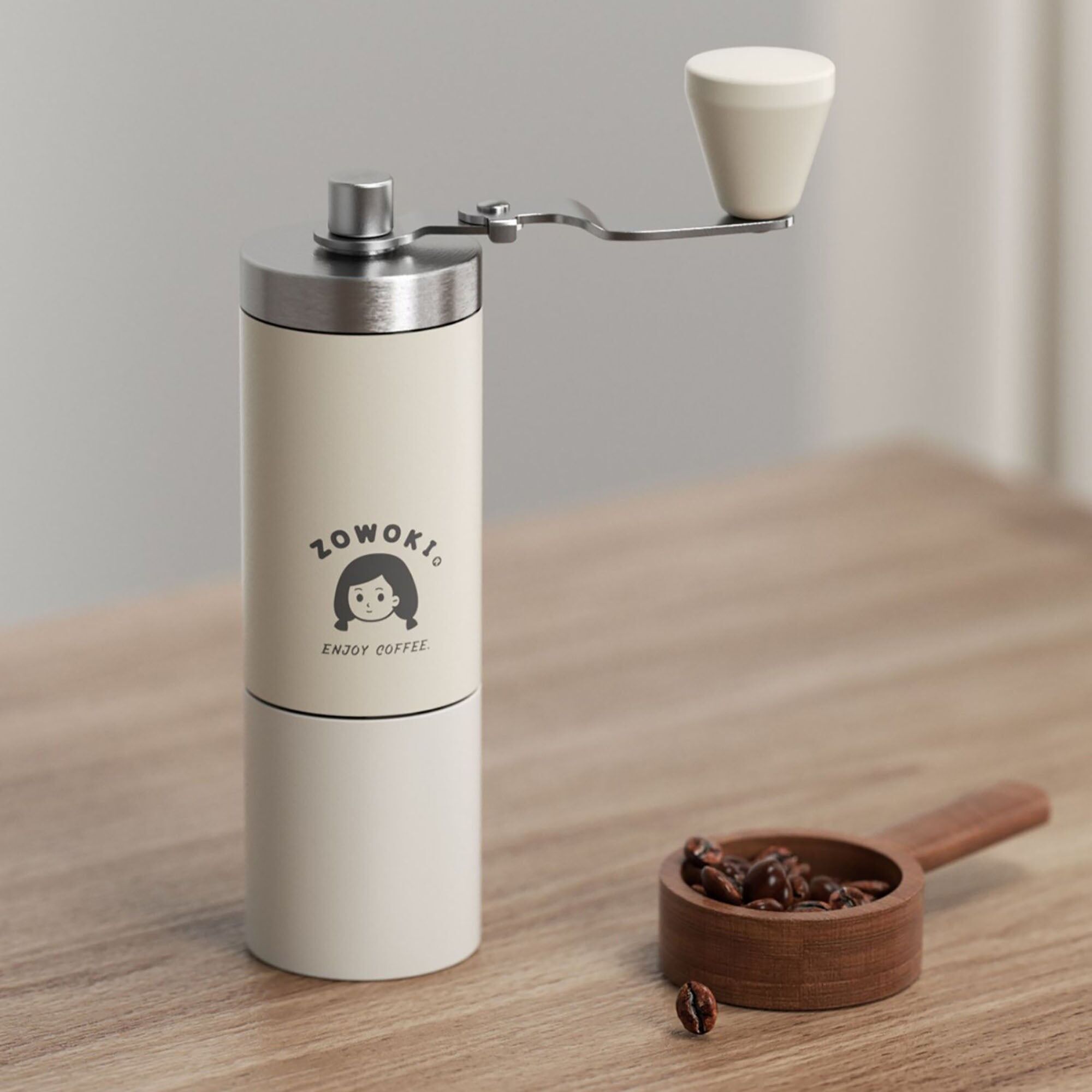 Molinillo de café manual de acero inoxidable.