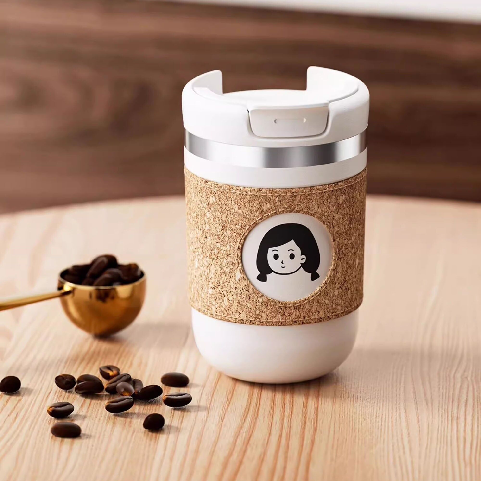 Taza de café aislada de acero inoxidable.